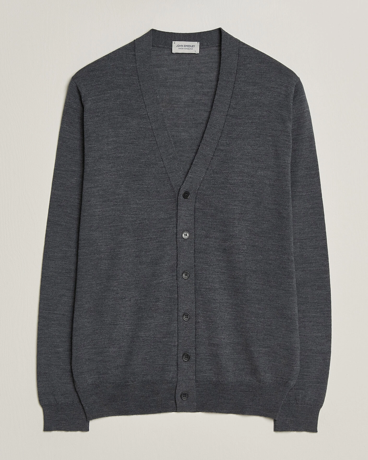 Herr | Tröjor | John Smedley | Bradrick Extra Fine Merino Cardigan Charcoal