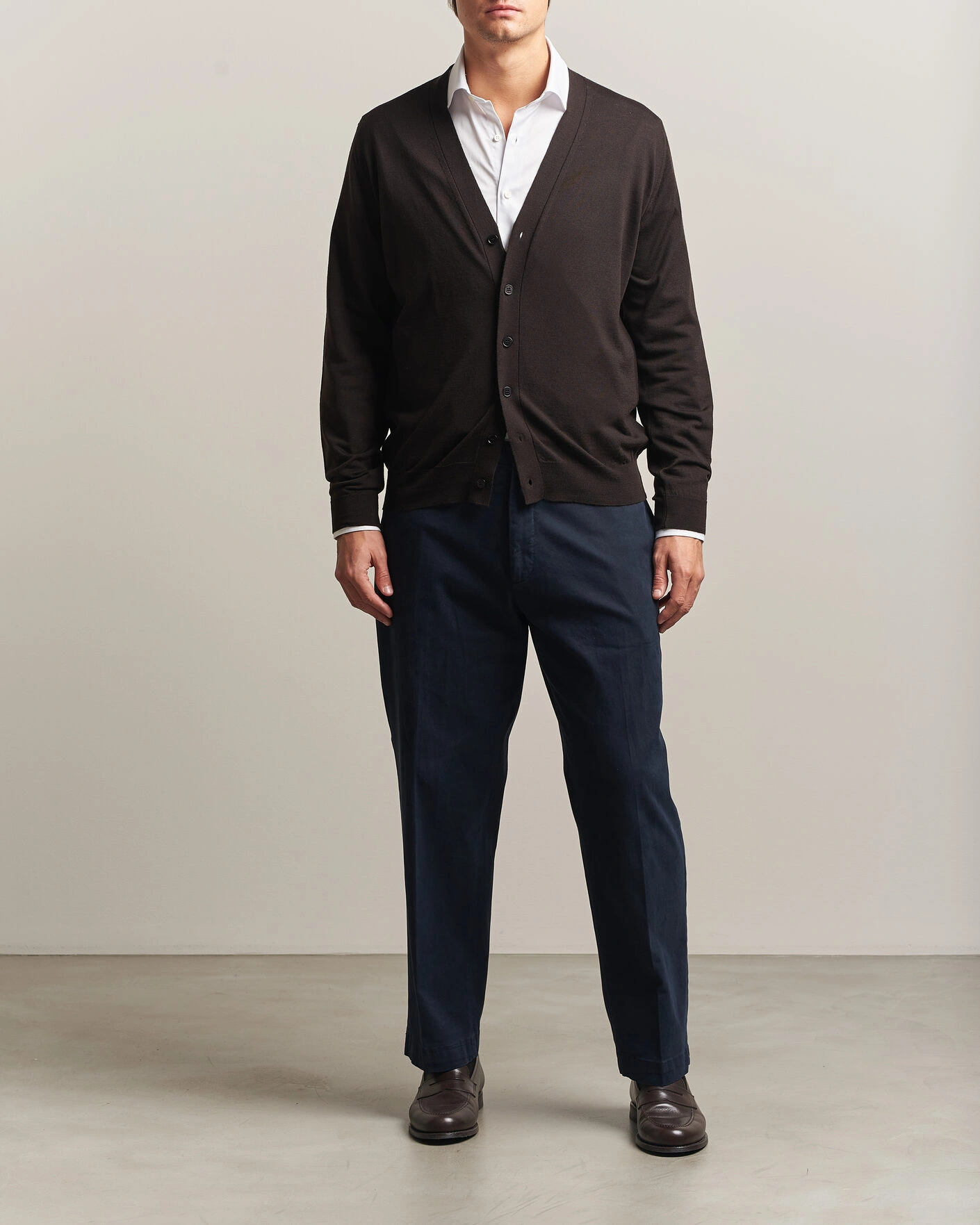 Herr | Tröjor | John Smedley | Bradrick Extra Fine Merino Cardigan Faulkner Brown
