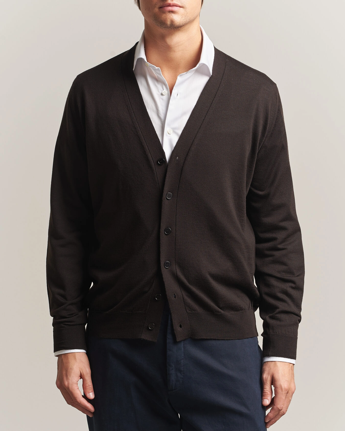 Herr | Tröjor | John Smedley | Bradrick Extra Fine Merino Cardigan Faulkner Brown