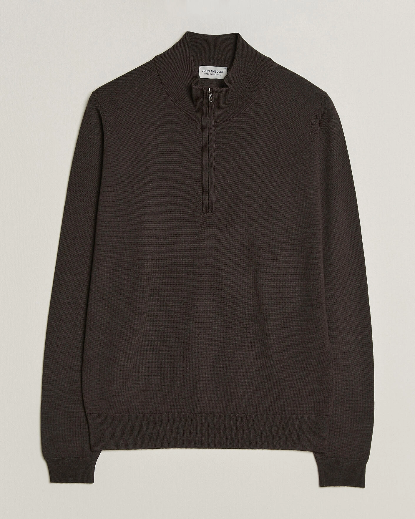Herr | Tröjor | John Smedley | Tapton Extra Fine Merino Half Zip Faulkner Brown