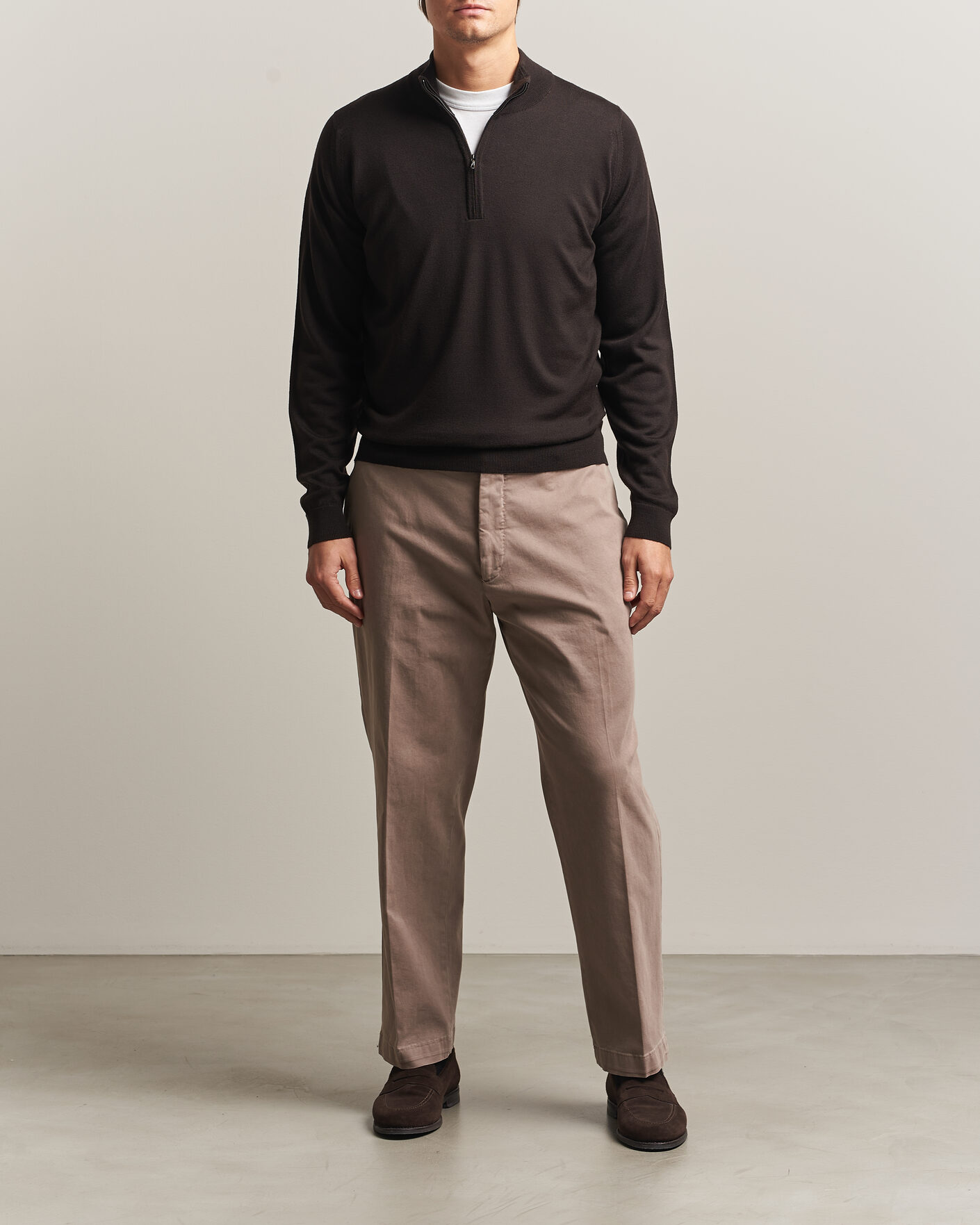 Herr | Tröjor | John Smedley | Tapton Extra Fine Merino Half Zip Faulkner Brown