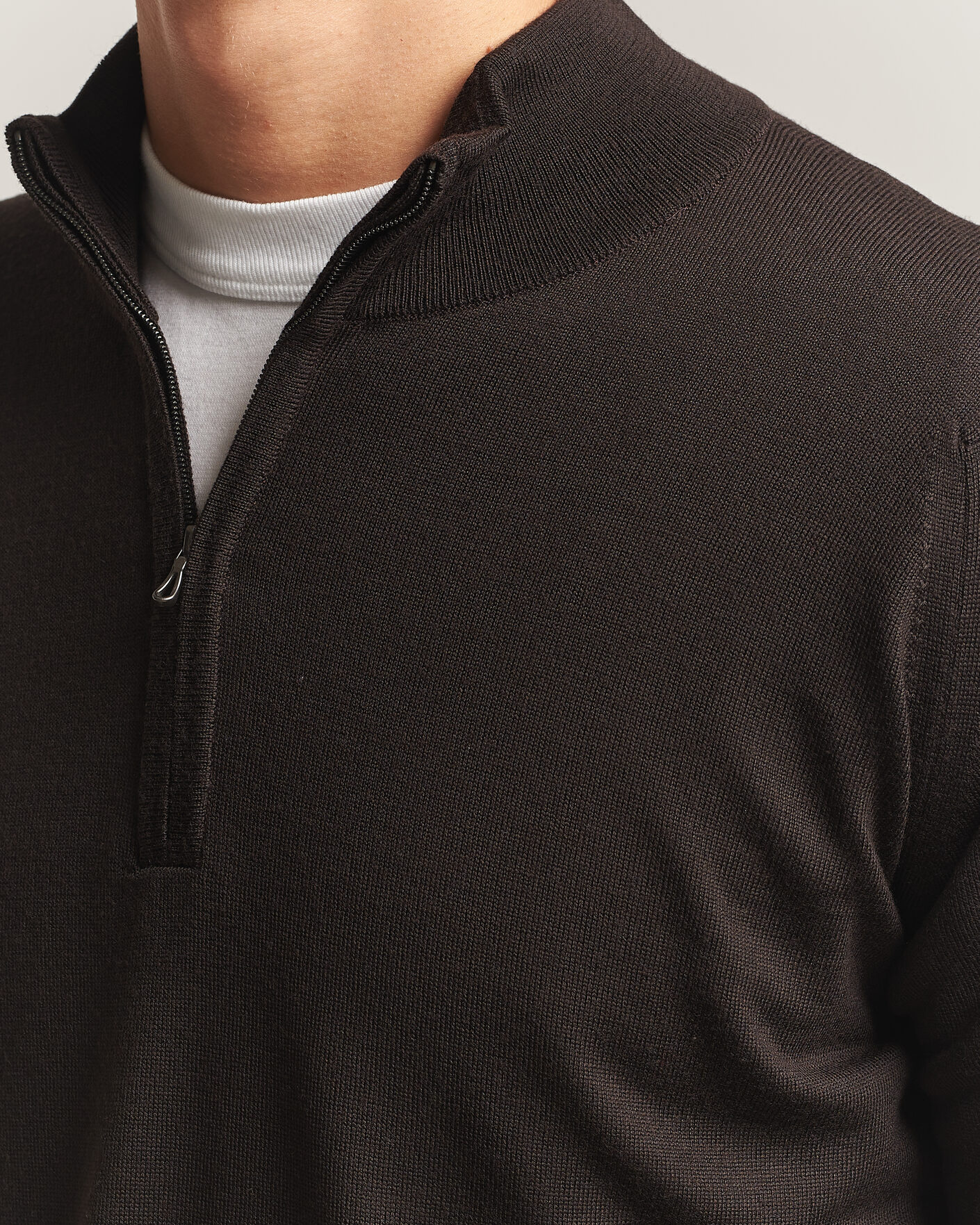 Herr | Tröjor | John Smedley | Tapton Extra Fine Merino Half Zip Faulkner Brown