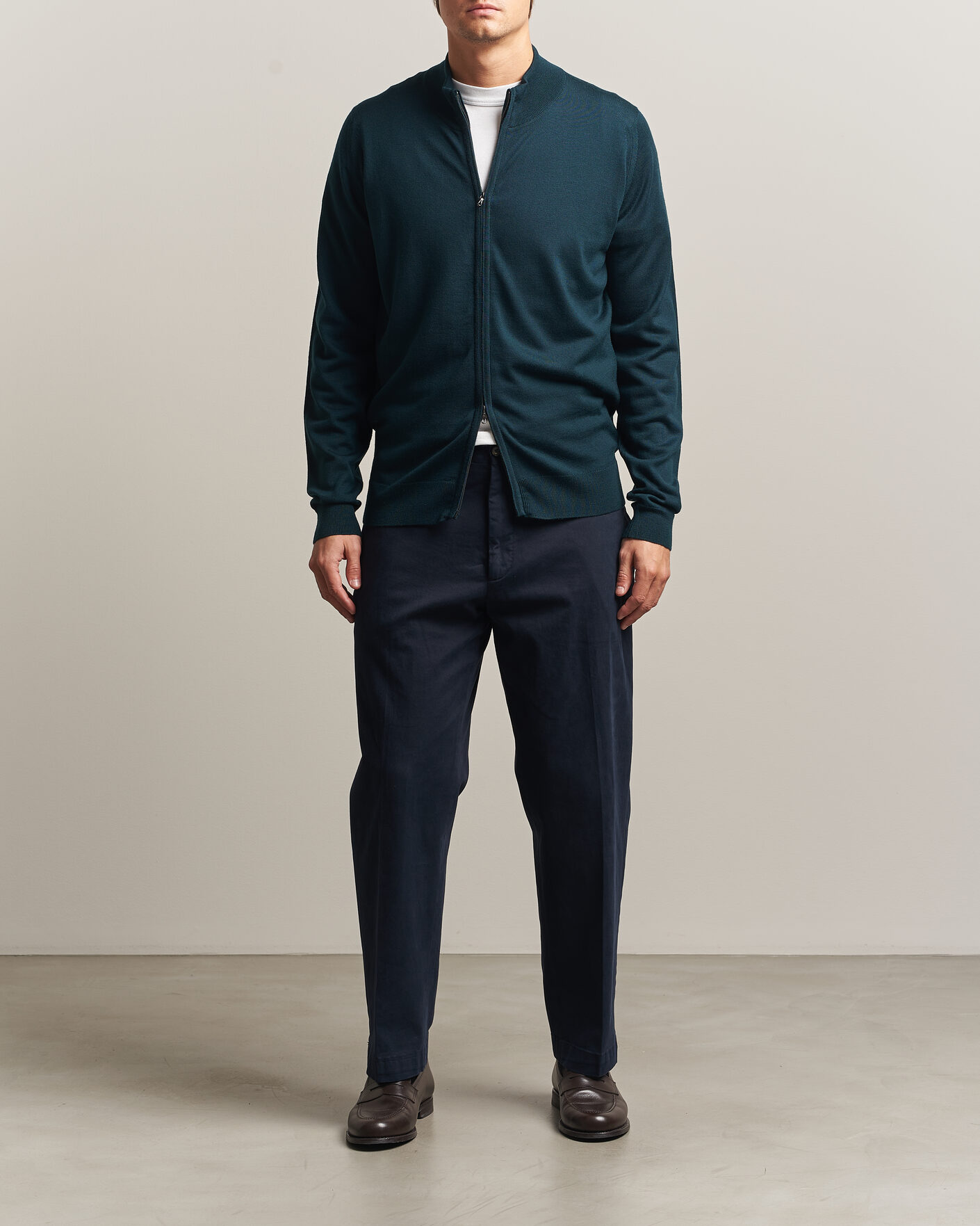 Herr | Tröjor | John Smedley | Claygate Extra Fine Merino Full Zip Richardson Green