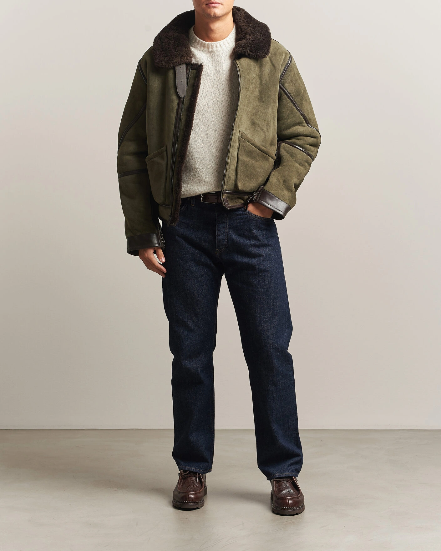 Herr | Jackor | Polo Ralph Lauren | Suede Leather Flight Jacket Myrtle Green