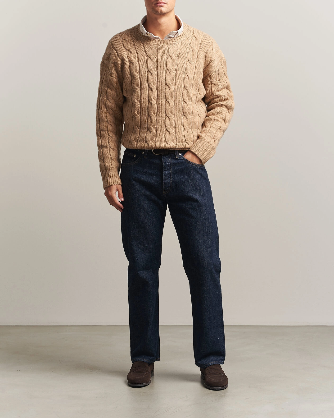 Herr | Tröjor | Polo Ralph Lauren | Exploded Cabel Sweater Camel Melange