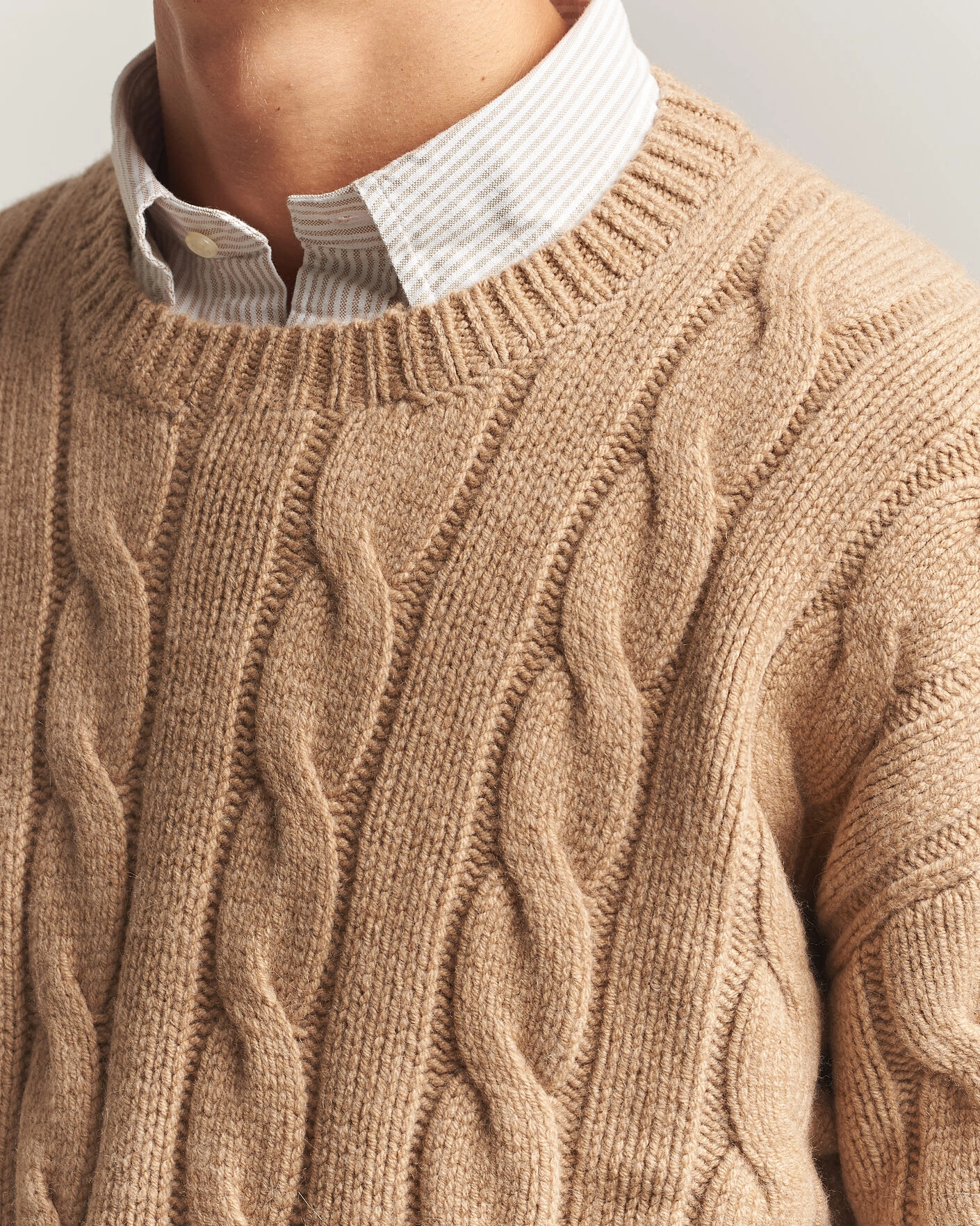Herr | Tröjor | Polo Ralph Lauren | Exploded Cabel Sweater Camel Melange