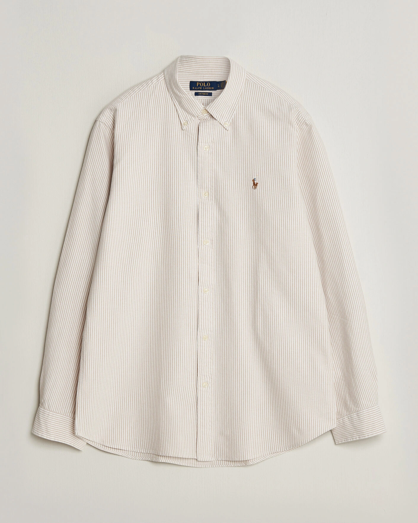 Herr | Skjortor | Polo Ralph Lauren | Custom Fit Striped Oxford Shirt Camel/White