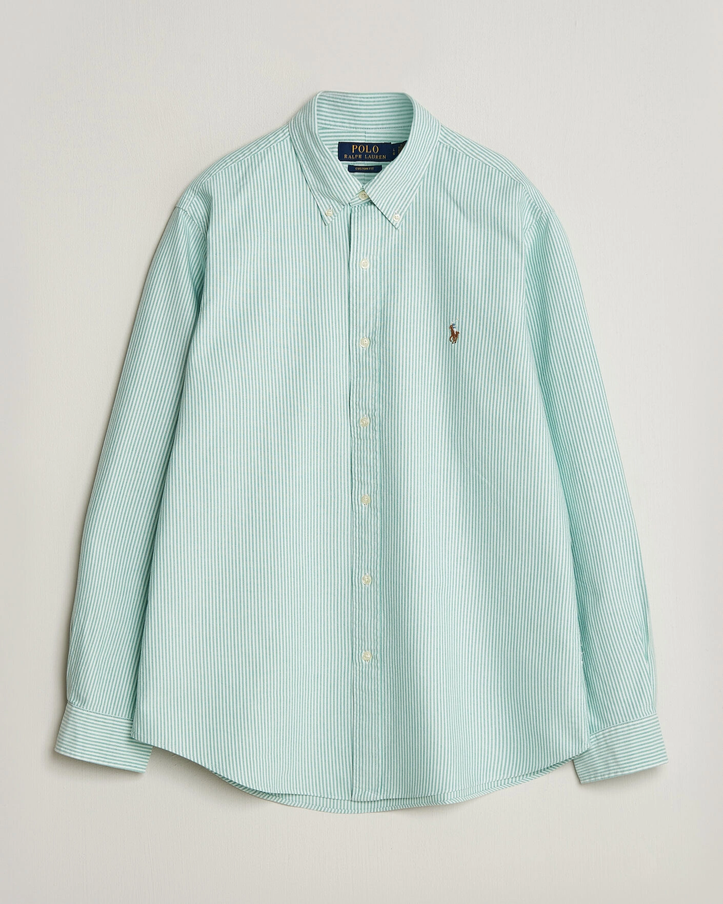 Herr | Skjortor | Polo Ralph Lauren | Custom Fit Striped Oxford Shirt Scarab Green/White