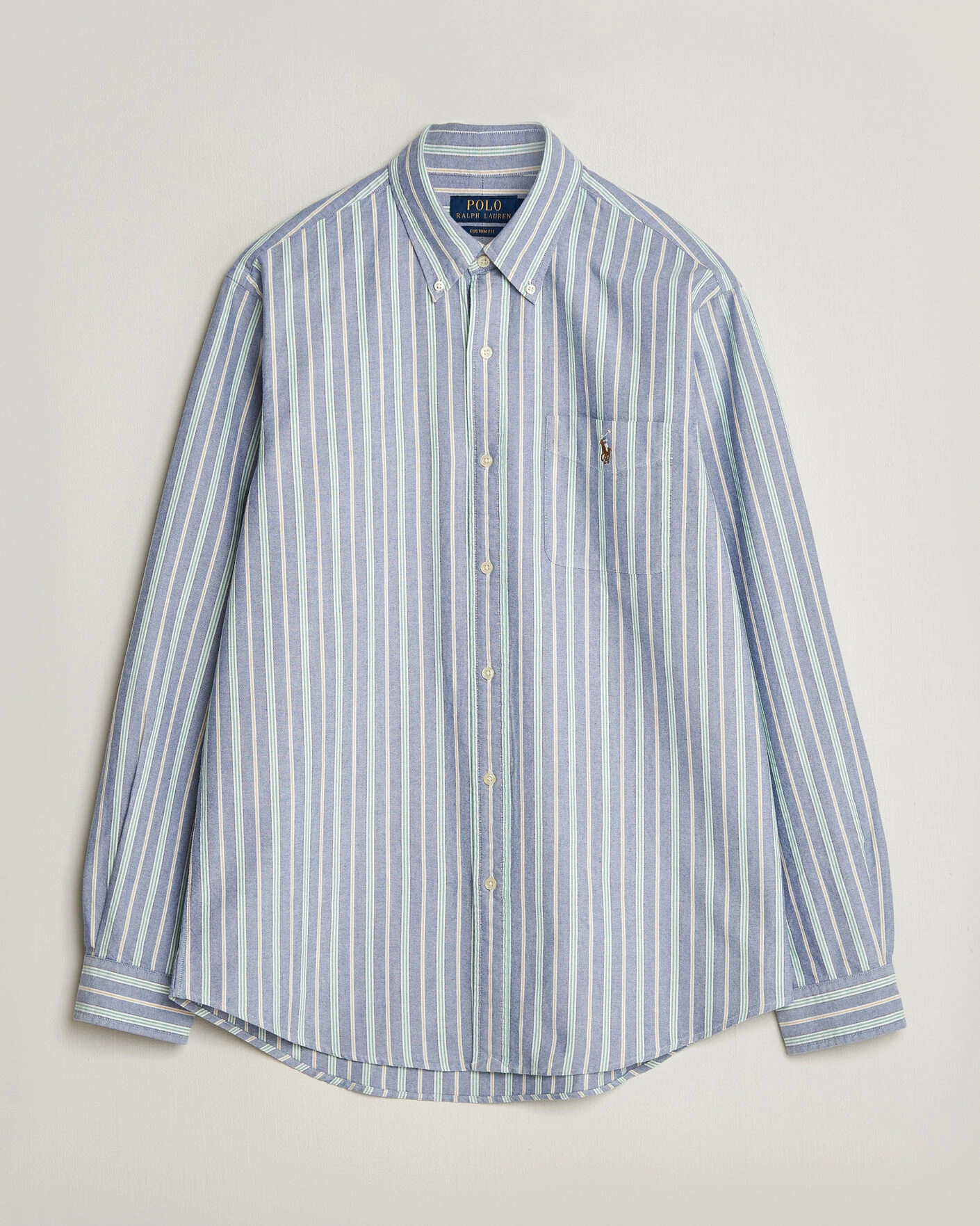 Herr | Skjortor | Polo Ralph Lauren | Custom Fit Striped Pocket Oxford Shirt Navy/Yellow
