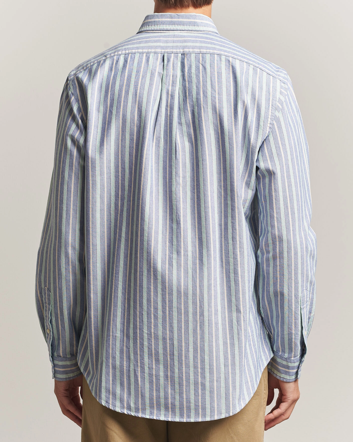 Herr | Skjortor | Polo Ralph Lauren | Custom Fit Striped Pocket Oxford Shirt Navy/Yellow