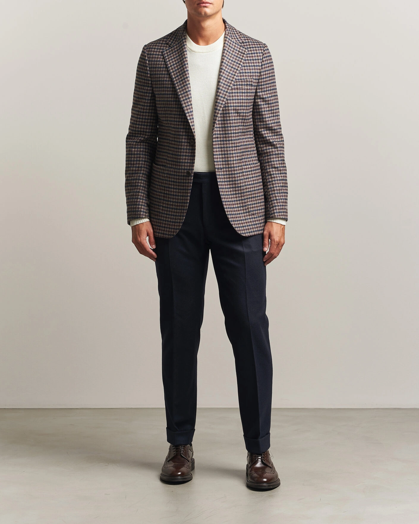 Herr | Kavajer | Morris | Soft Check Blazer Brown