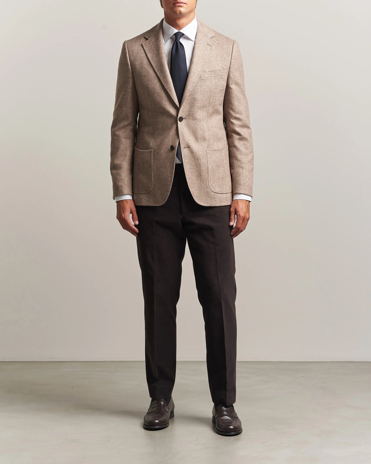 Herr | Kavajer | Morris | Soft Herringbone Blazer Khaki