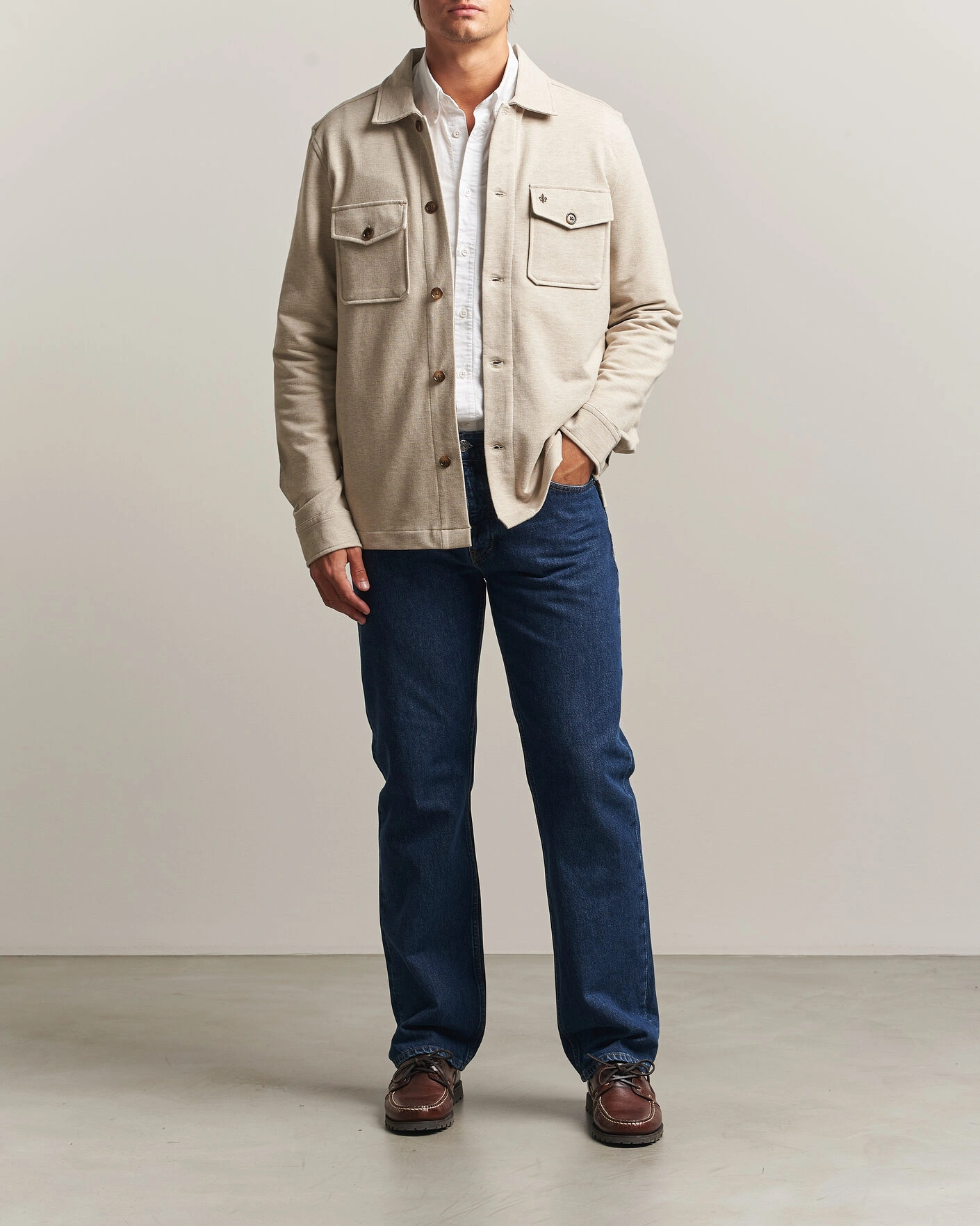 Herr | Skjortor | Morris | Andrew Jersey Overshirt Khaki