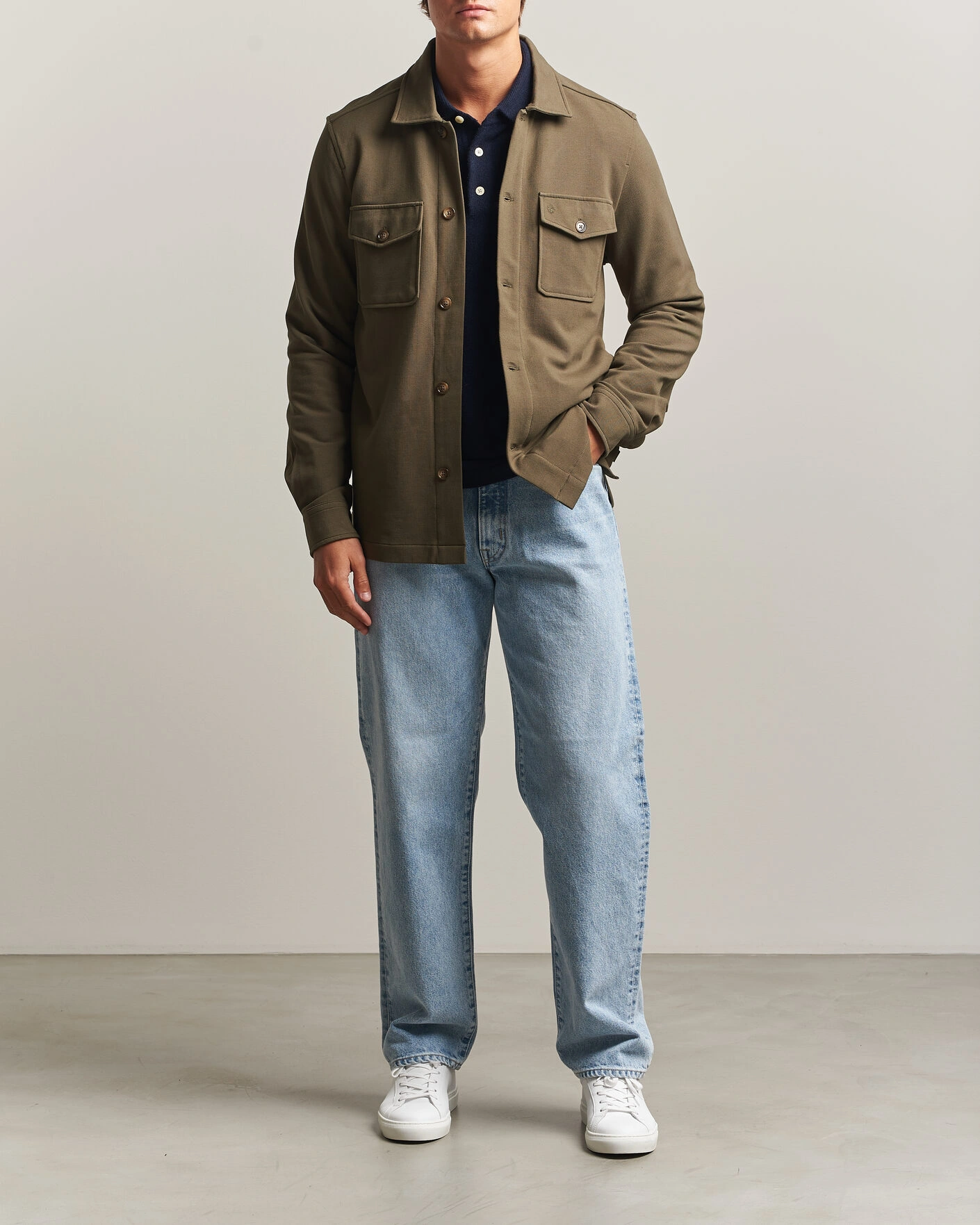 Herr | Skjortor | Morris | Andrew Jersey Overshirt Olive