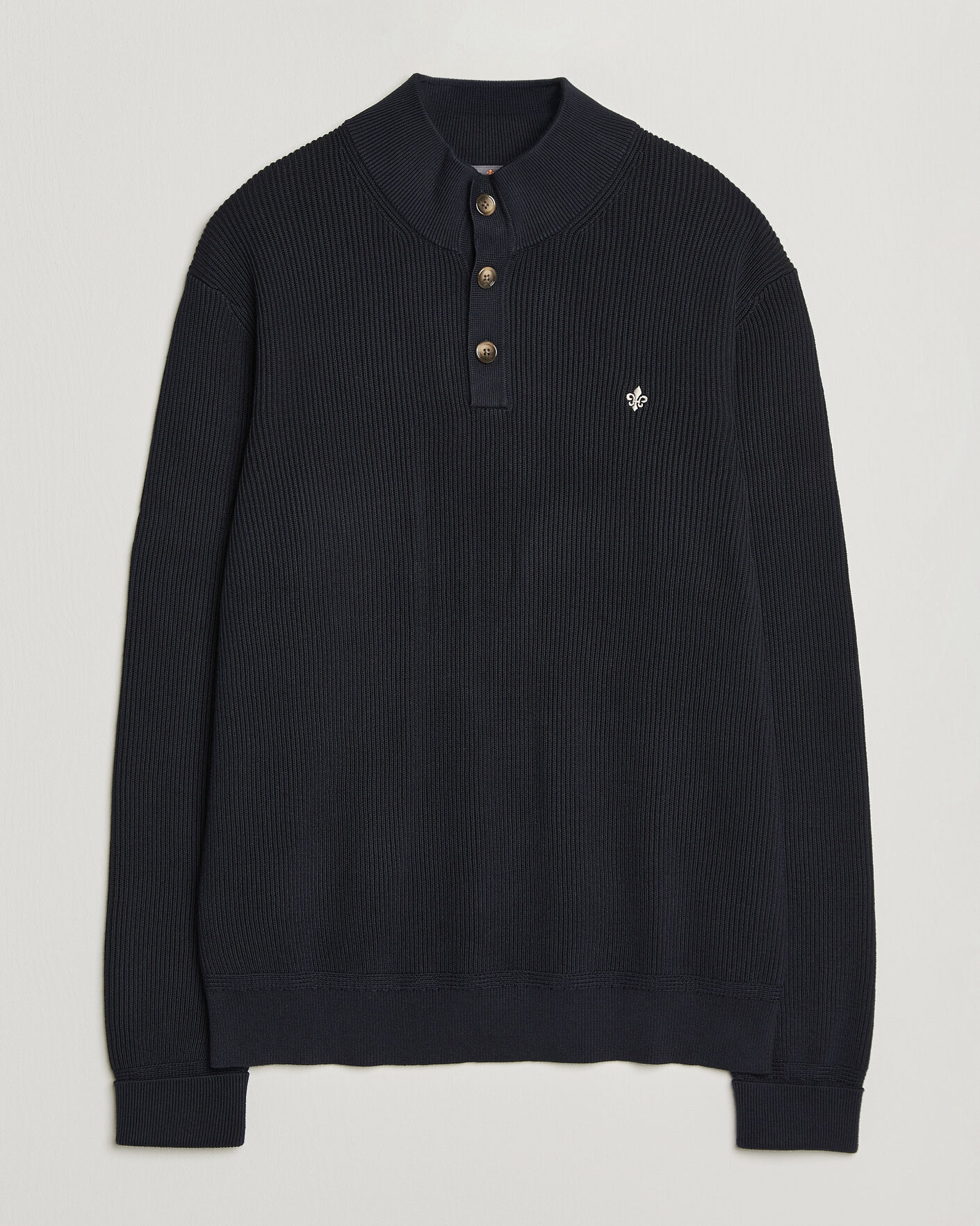 Herr | Tröjor | Morris | Niall Half Button Sweater Old Blue