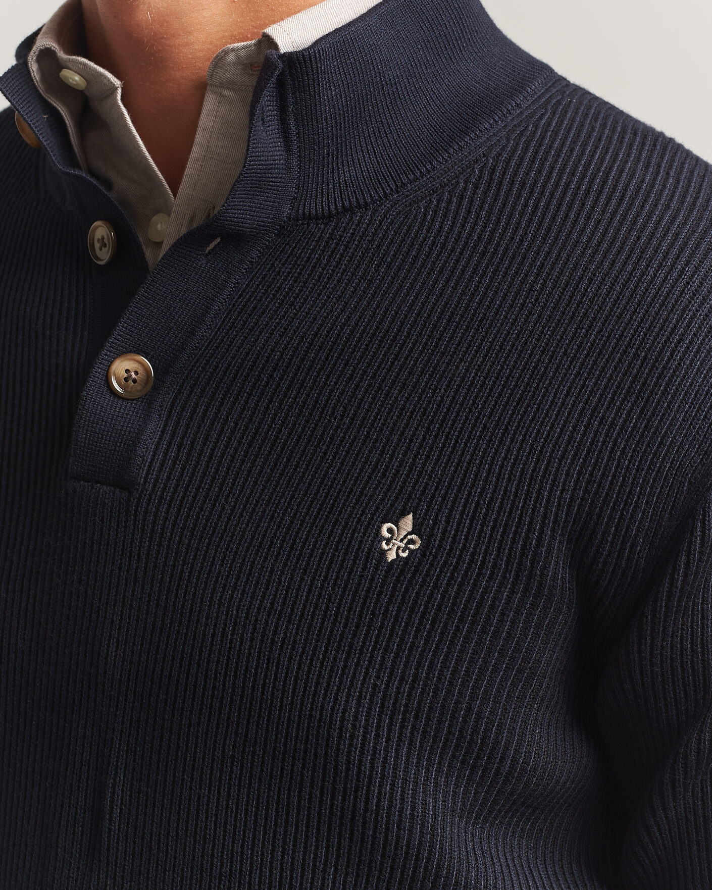Herr | Tröjor | Morris | Niall Half Button Sweater Old Blue