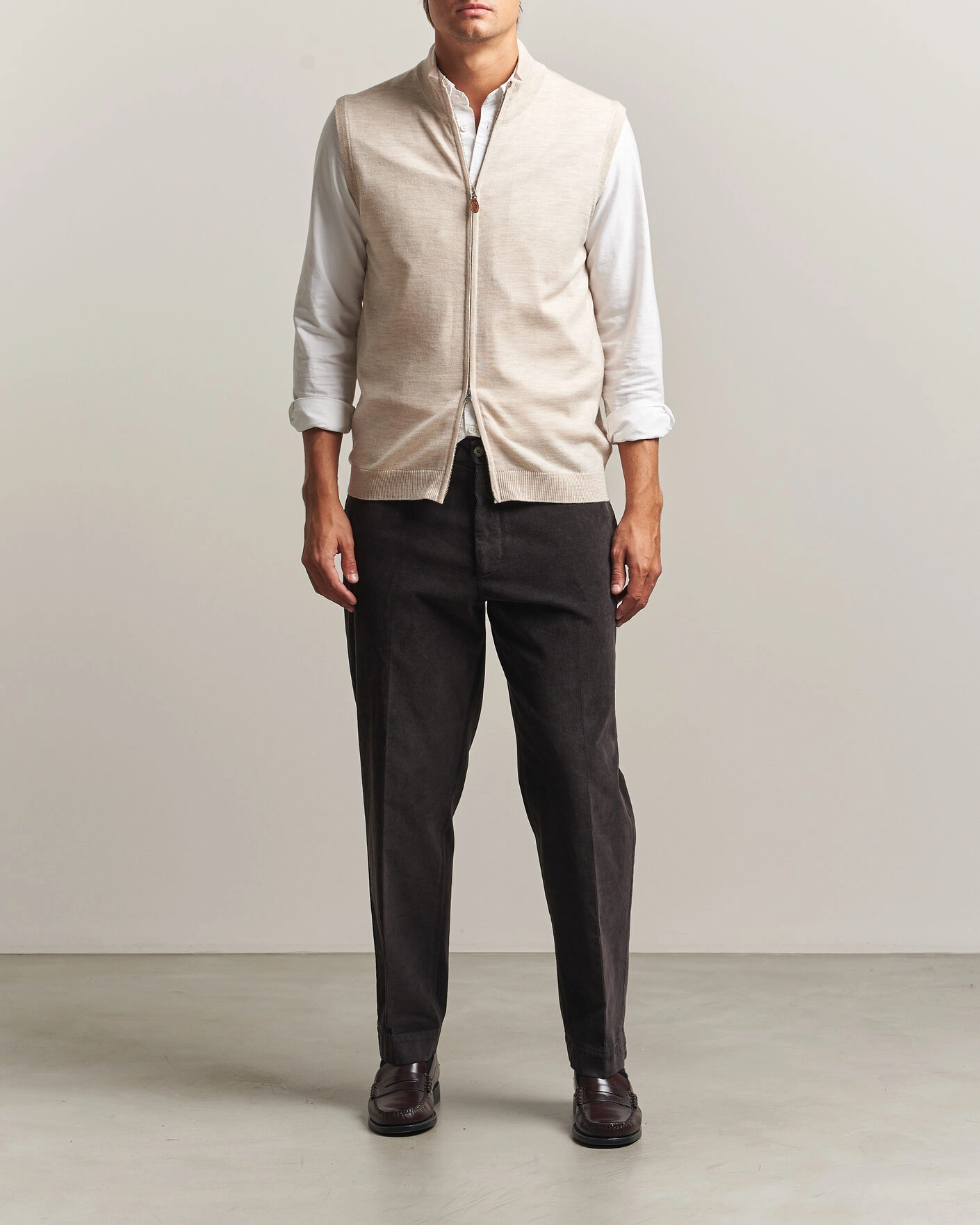 Herr | Tröjor | Morris | Merino Zip Vest Off White