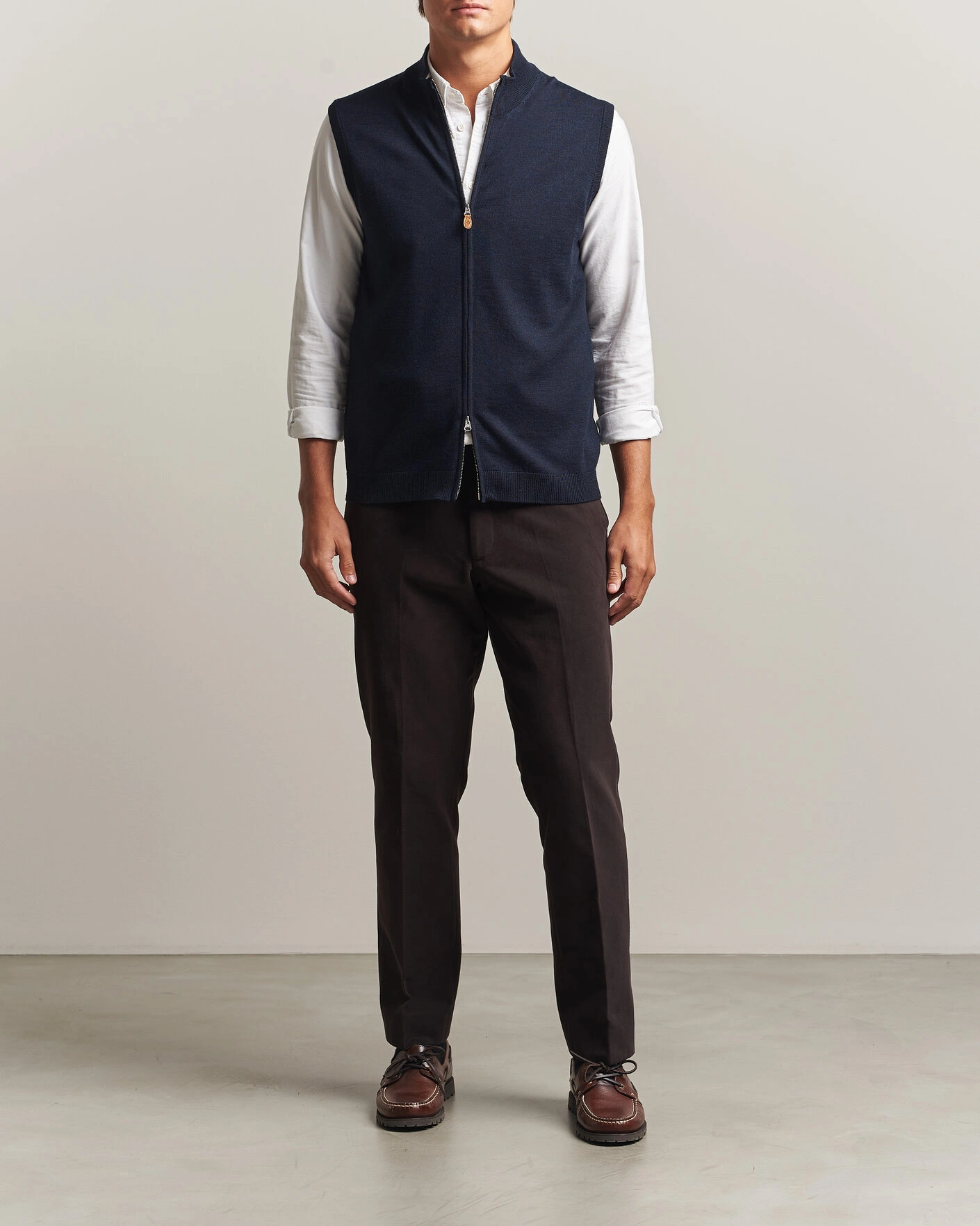 Herr | Tröjor | Morris | Merino Zip Vest Navy