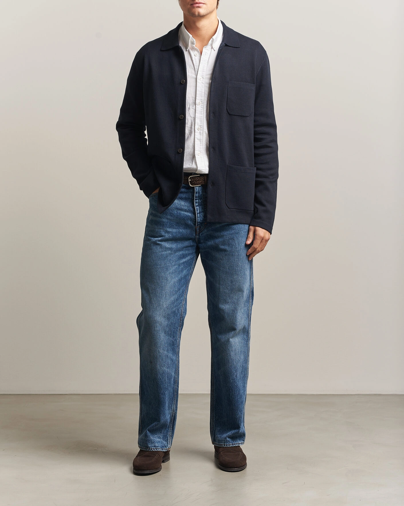 Herr | Tröjor | Morris | Dudley Knitted Overshirt Navy