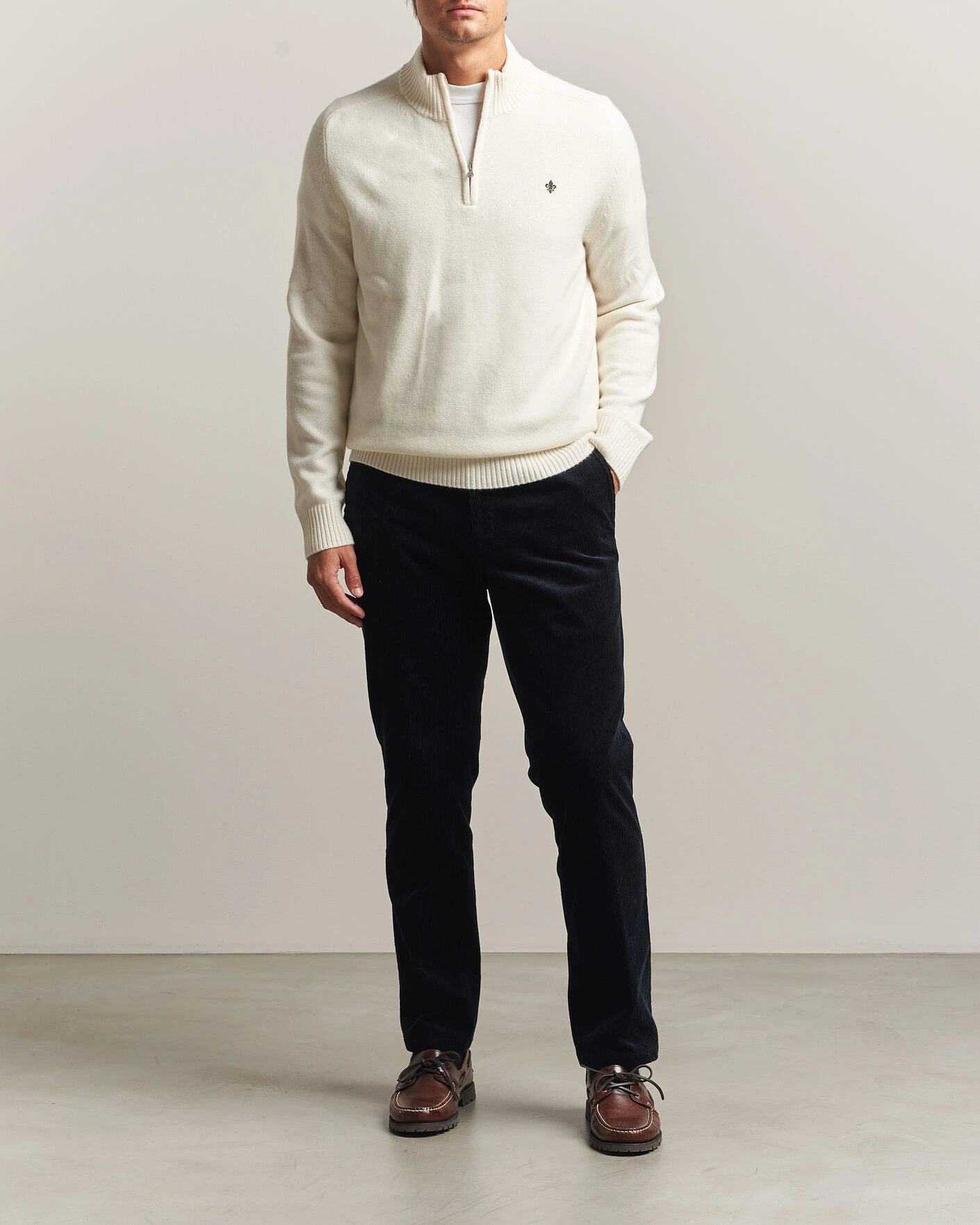 Herr | Tröjor | Morris | Hertford Lambswool Half Zip Off White