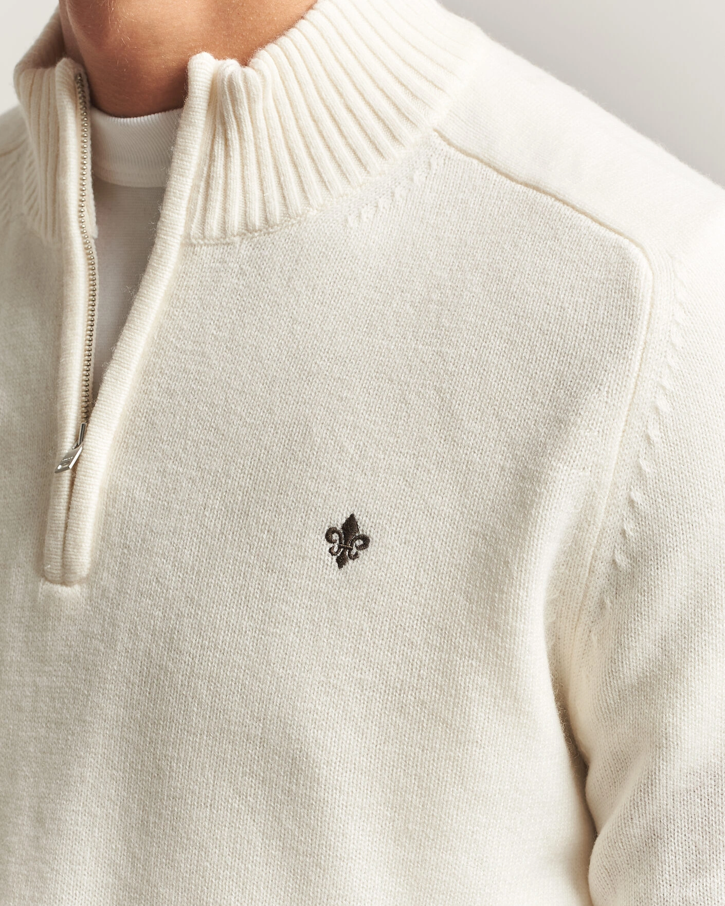 Herr | Tröjor | Morris | Hertford Lambswool Half Zip Off White