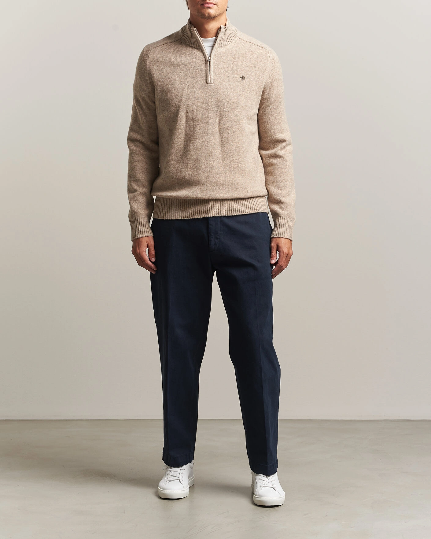 Herr | Tröjor | Morris | Hertford Lambswool Half Zip Khaki