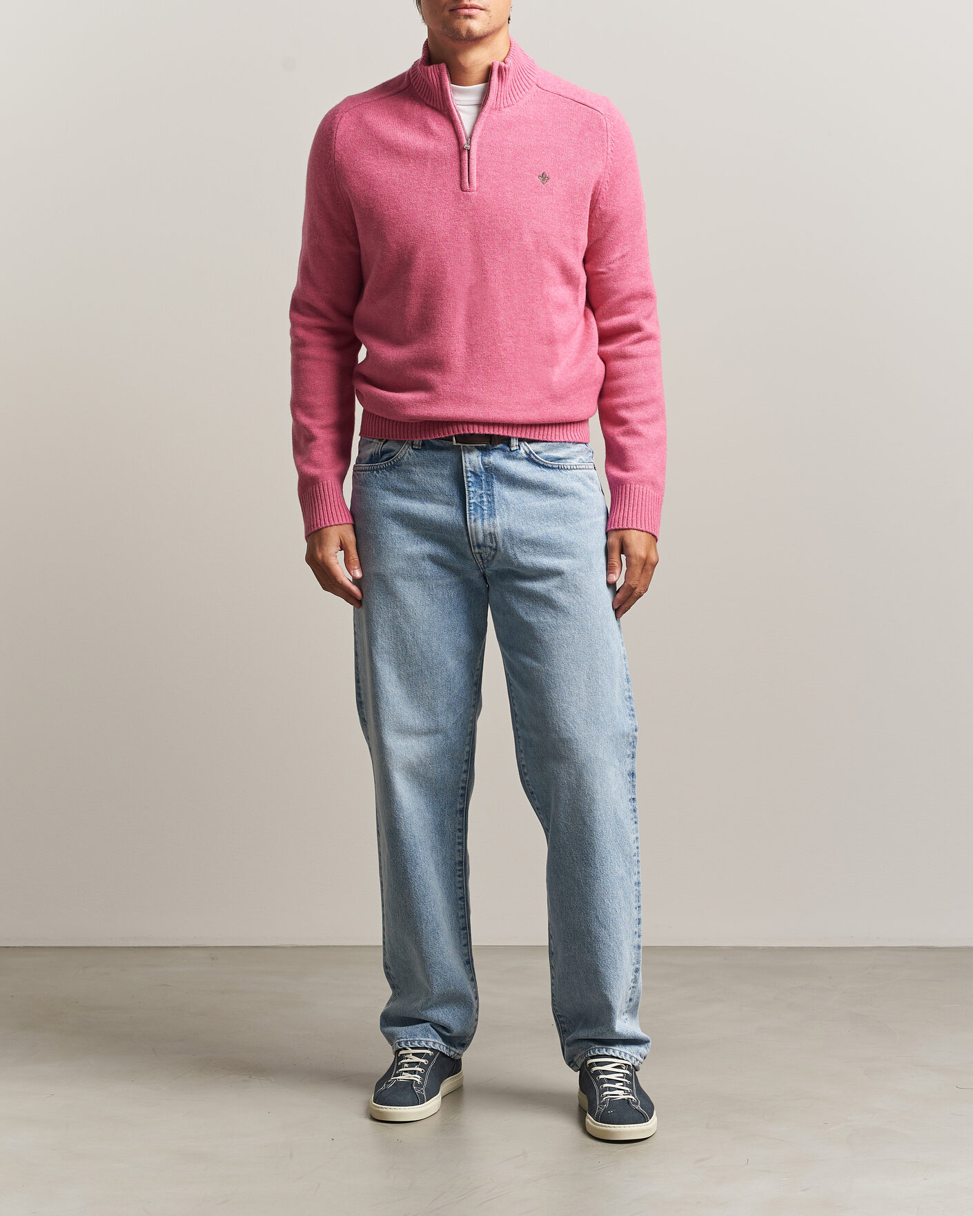 Herr | Tröjor | Morris | Hertford Lambswool Half Zip Cerise