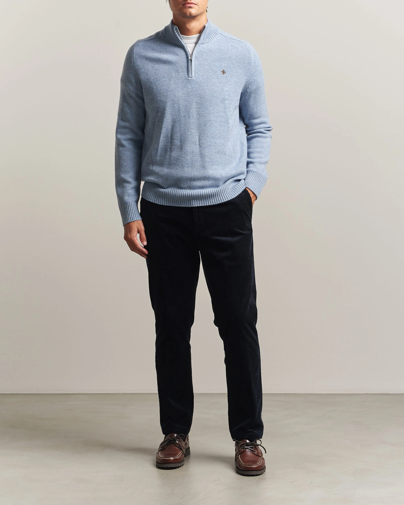 Herr | Tröjor | Morris | Hertford Lambswool Half Zip Blue