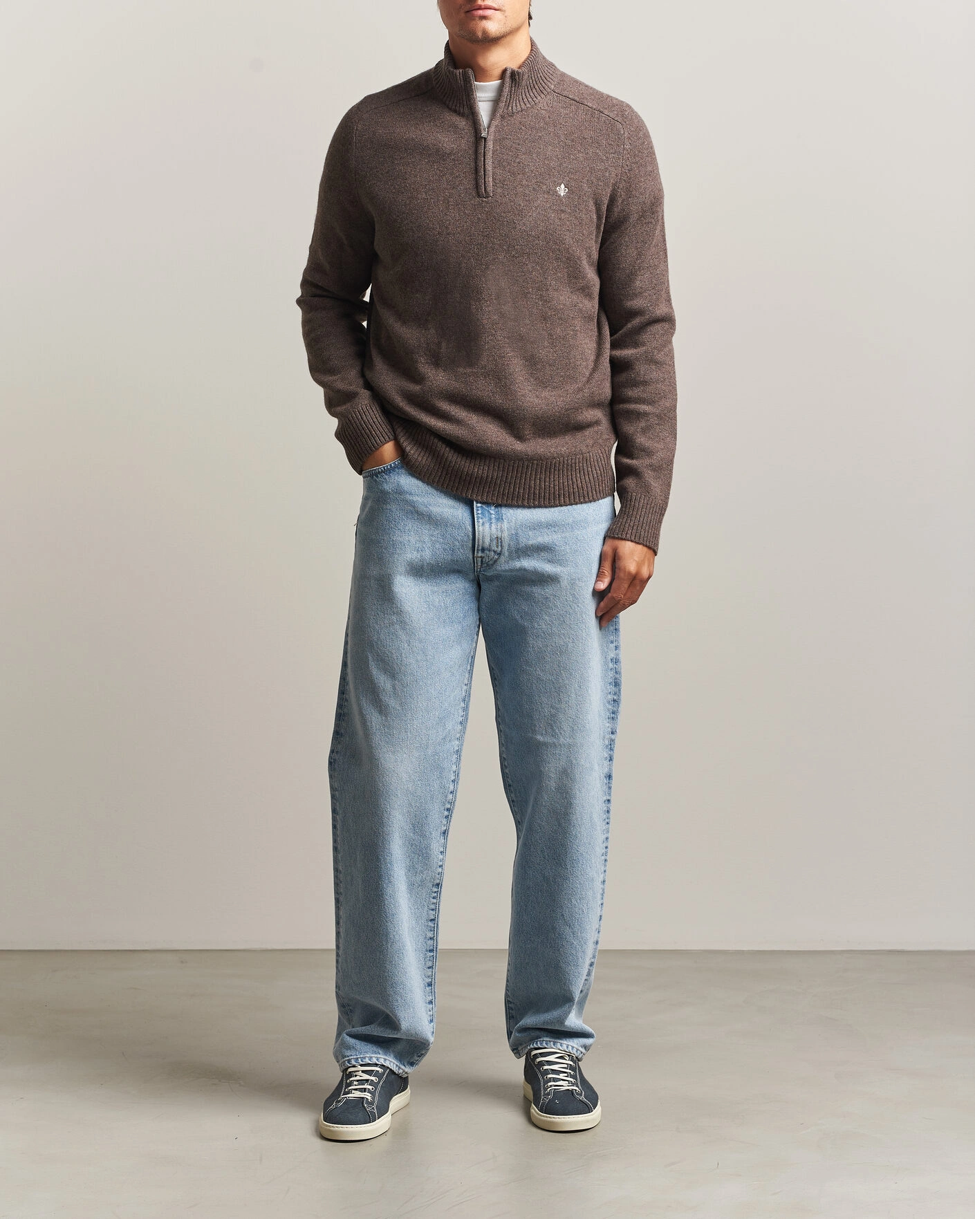 Herr | Tröjor | Morris | Hertford Lambswool Half Zip Brown