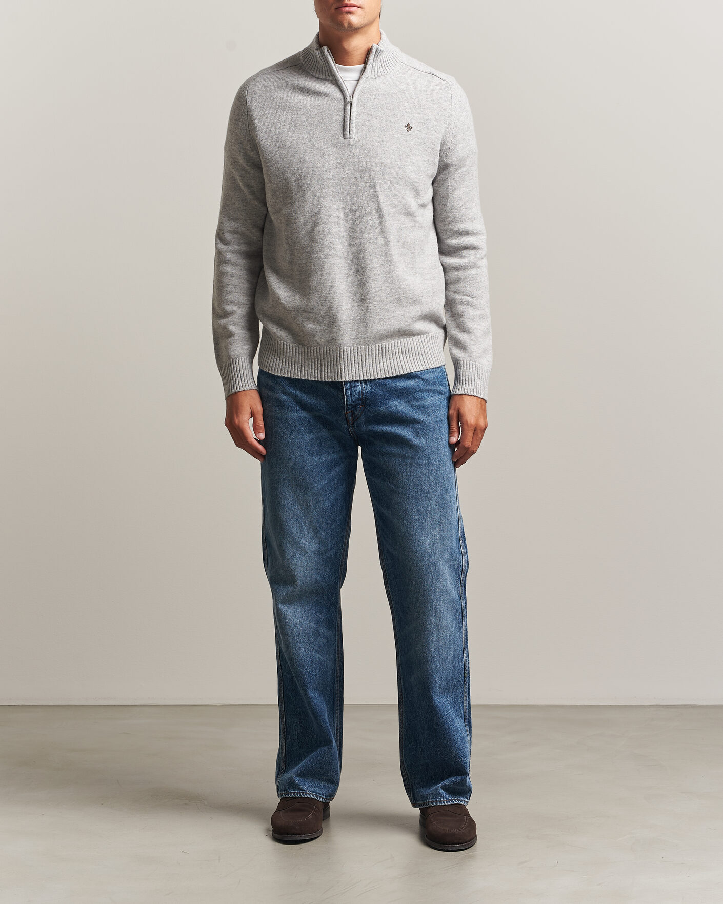 Herr | Tröjor | Morris | Hertford Lambswool Half Zip Grey