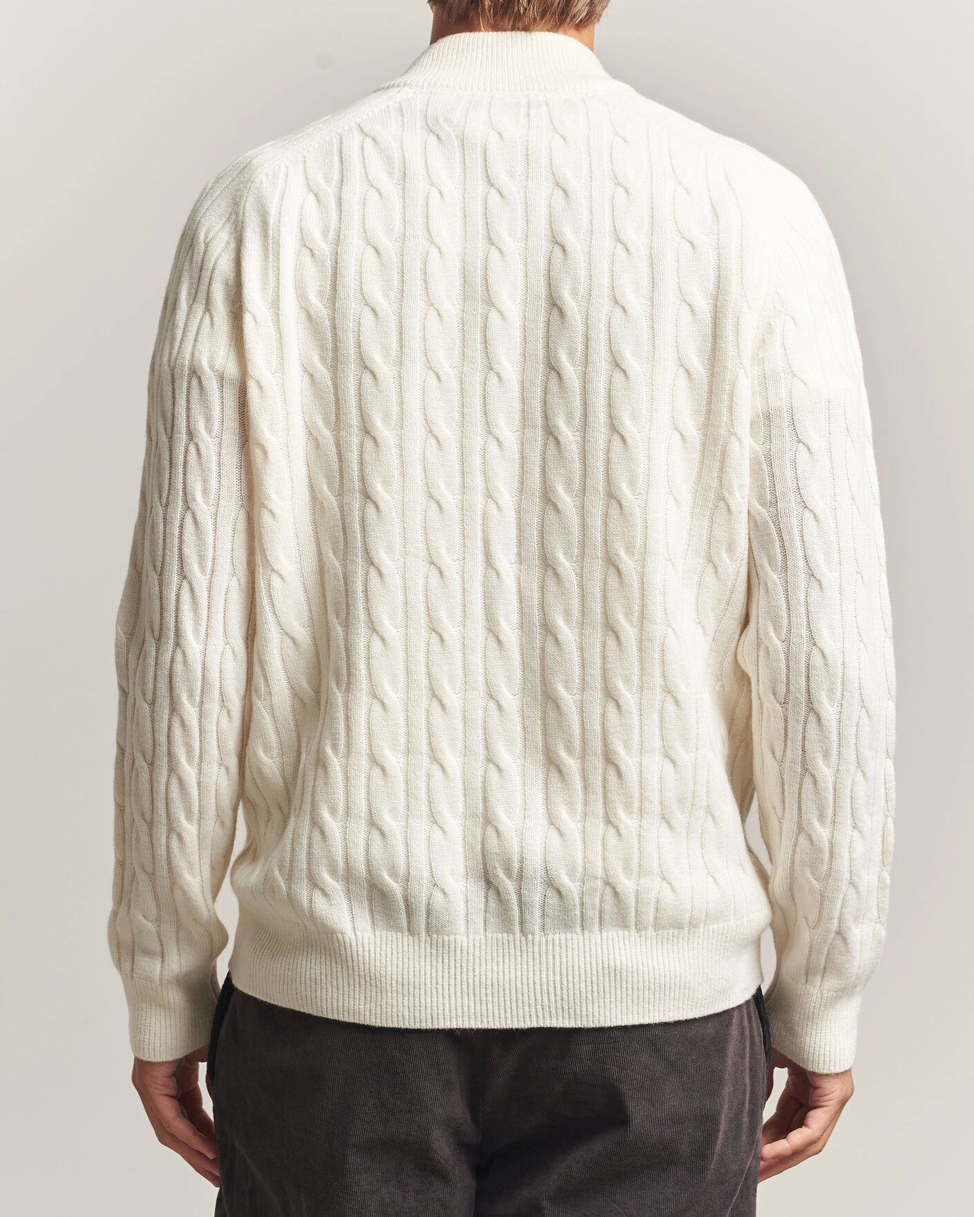 Herr | Tröjor | Morris | Hertford Cable Half Zip Off White