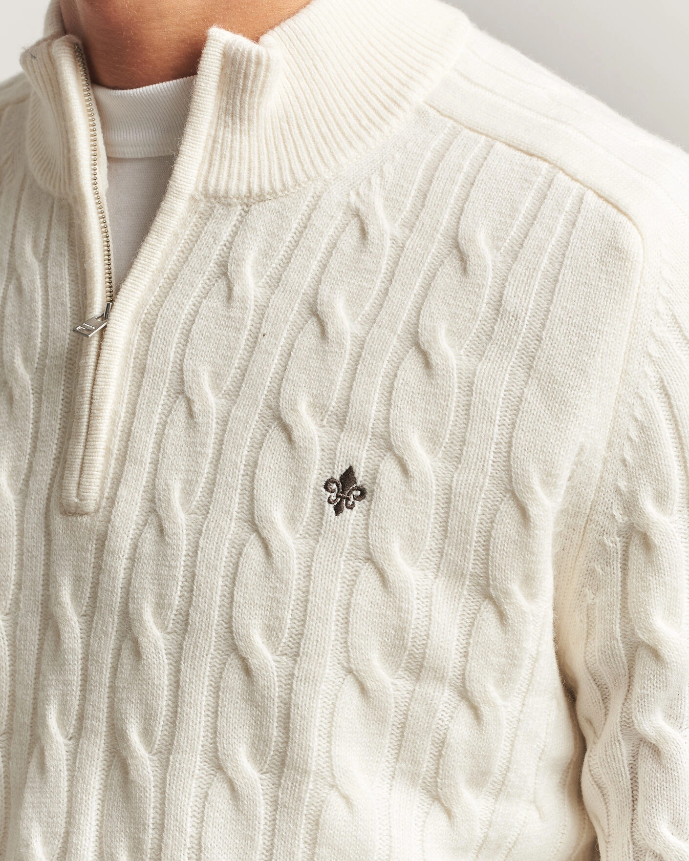 Herr | Tröjor | Morris | Hertford Cable Half Zip Off White
