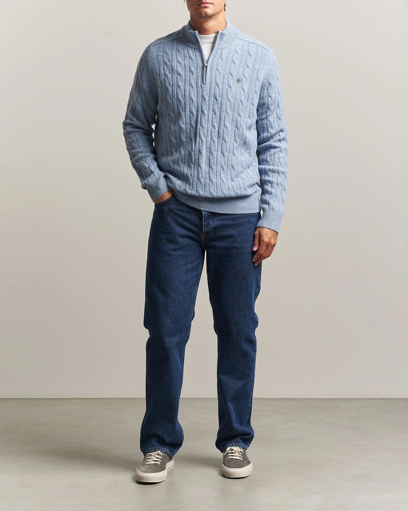 Herr | Tröjor | Morris | Hertford Cable Half Zip Blue