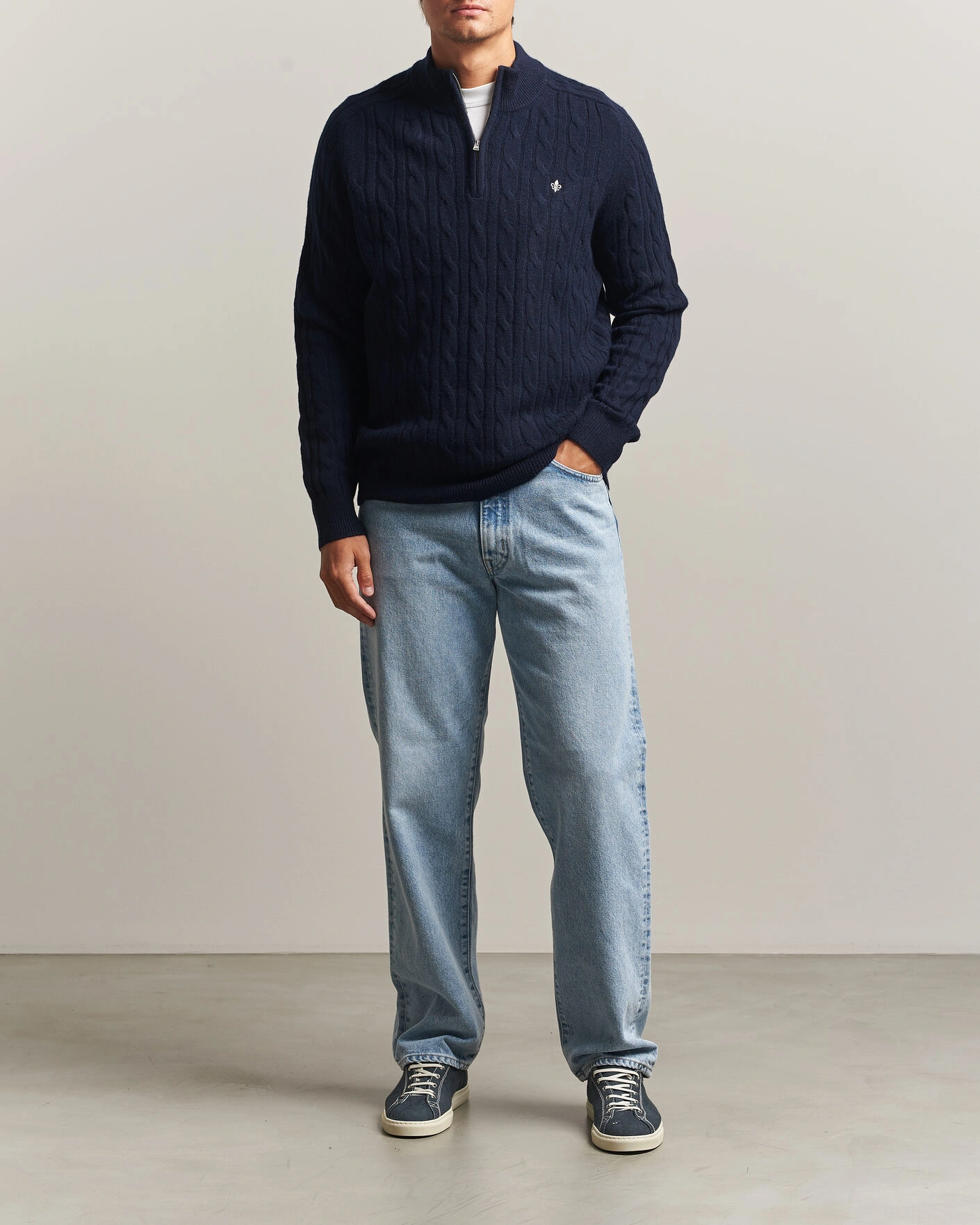 Herr | Tröjor | Morris | Hertford Cable Half Zip Navy