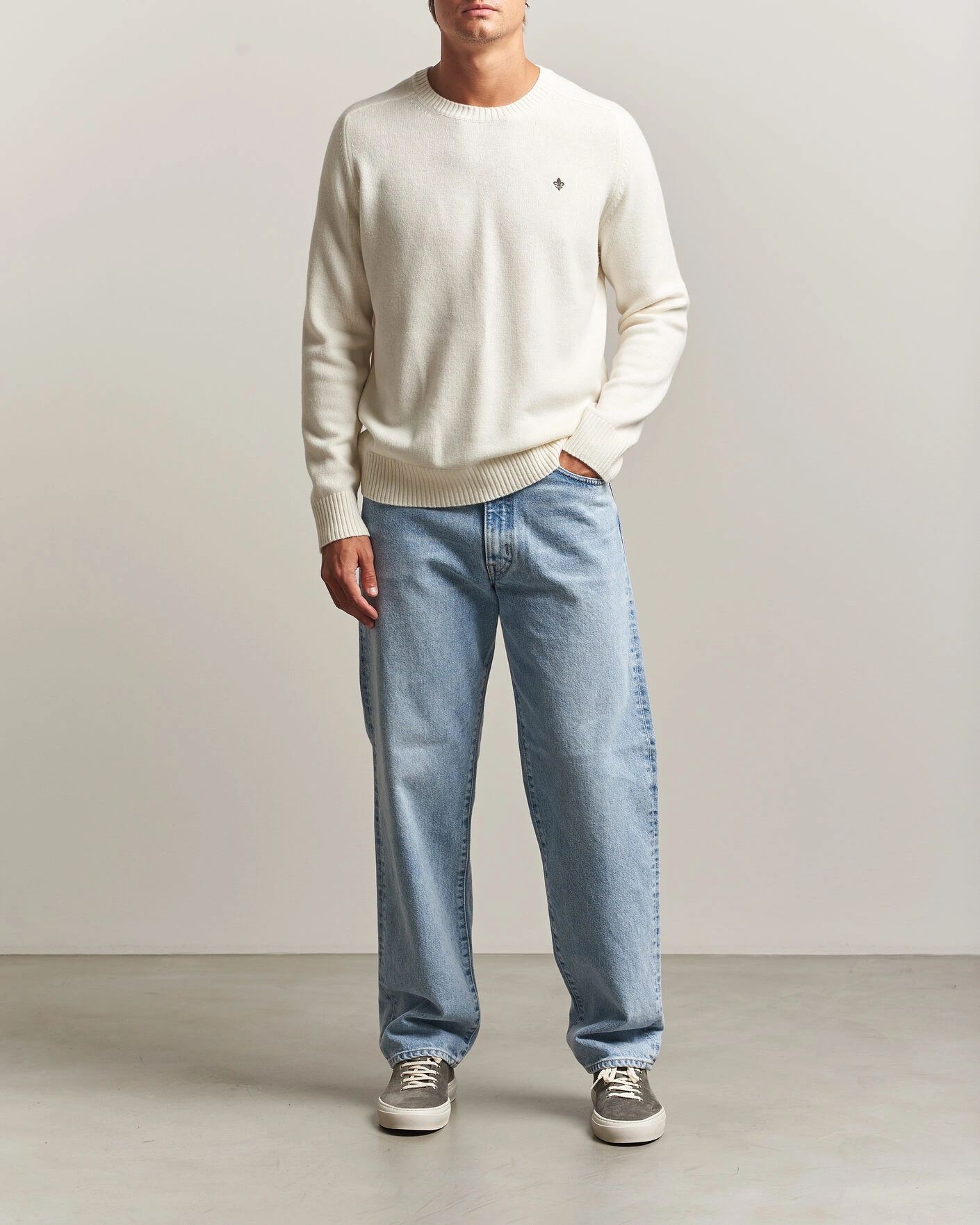 Herr | Tröjor | Morris | Hertford Lambswool Crew Neck Off White
