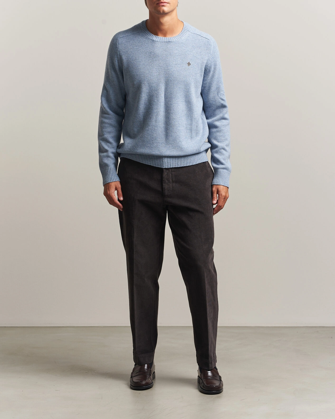 Herr | Tröjor | Morris | Hertford Lambswool Crew Neck Blue