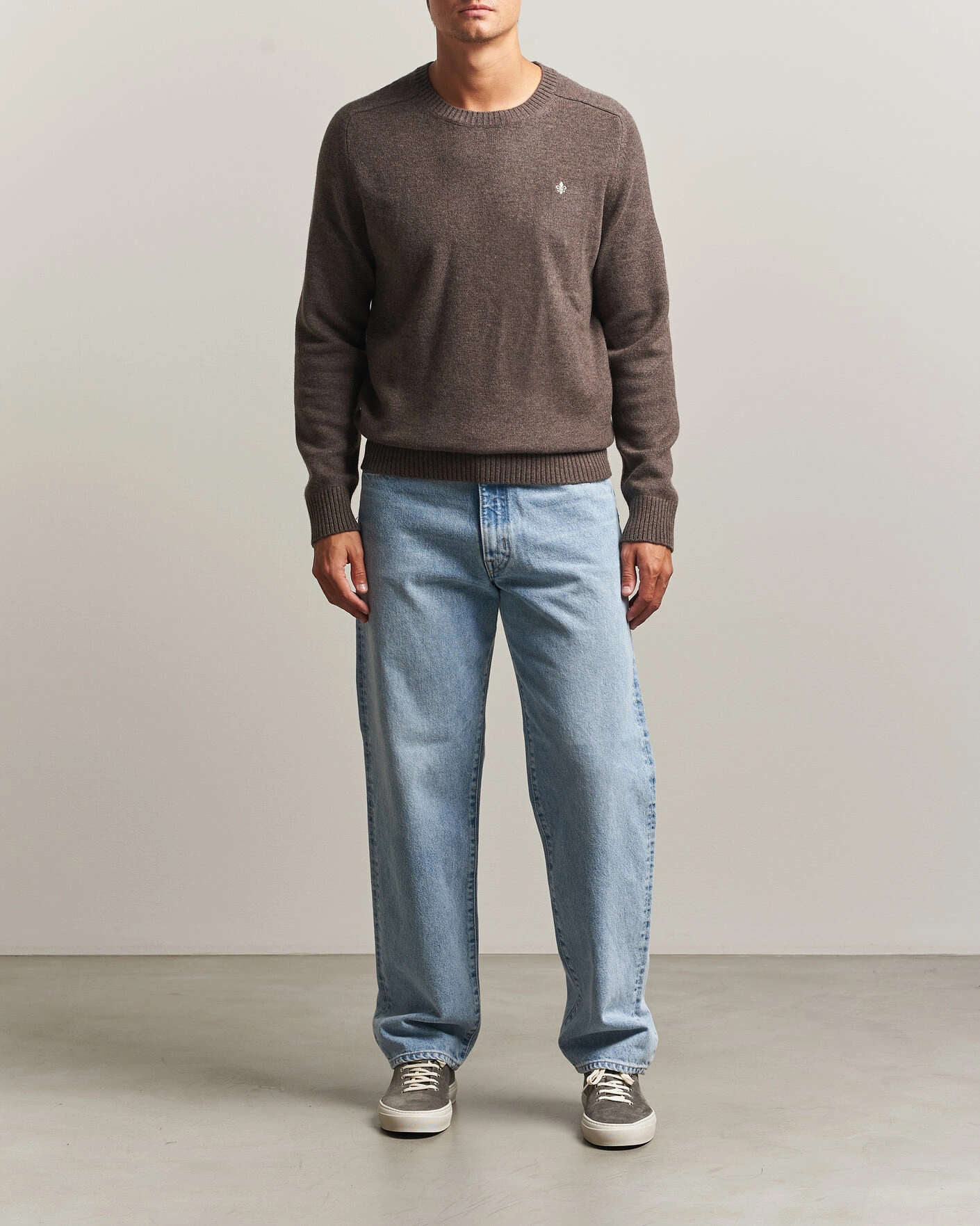 Herr | Tröjor | Morris | Hertford Lambswool Crew Neck Brown