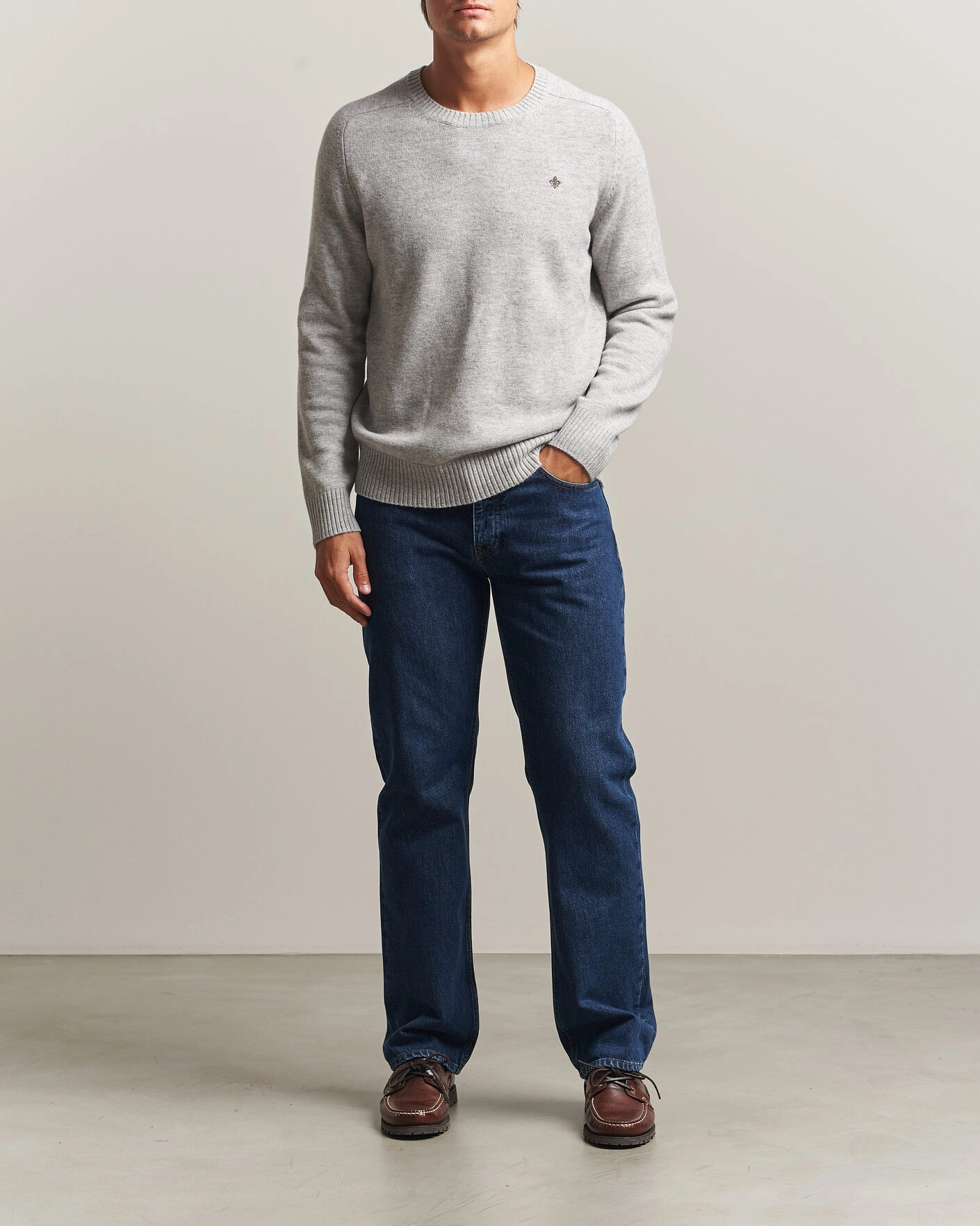 Herr | Tröjor | Morris | Hertford Lambswool Crew Neck Grey