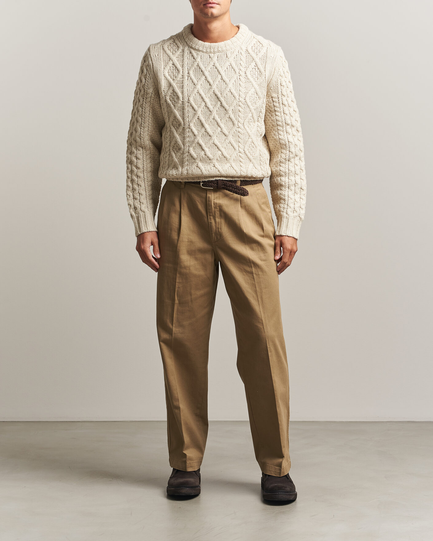 Herr | Tröjor | Morris | Ramsey Cable Sweater Off White
