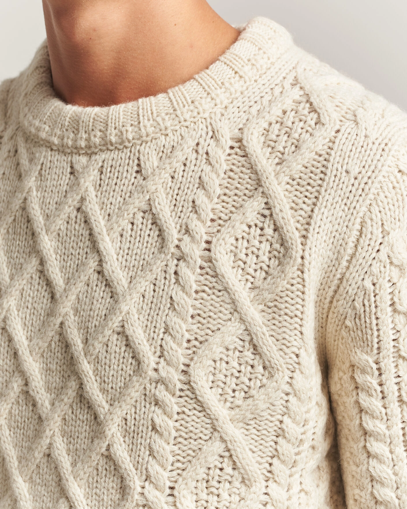 Herr | Tröjor | Morris | Ramsey Cable Sweater Off White