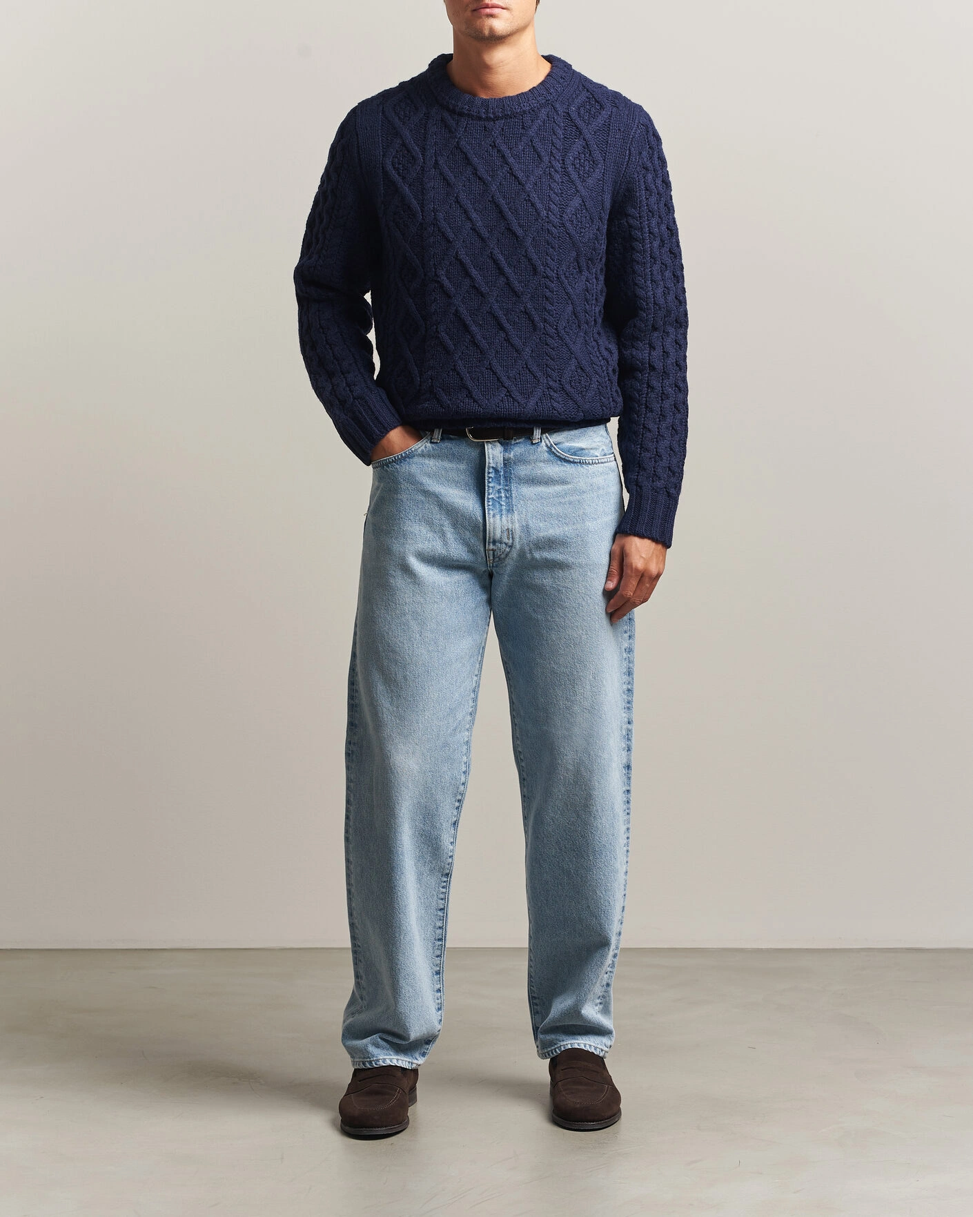 Herr | Tröjor | Morris | Ramsey Cable Sweater Navy