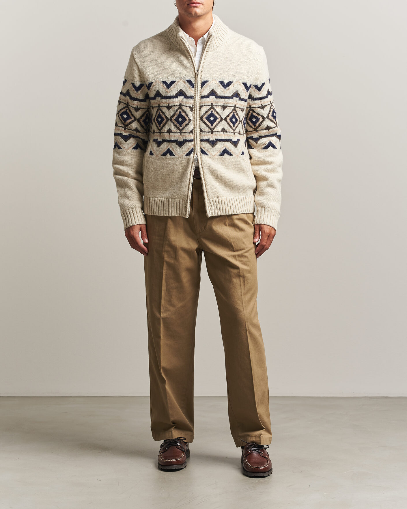 Herr | Tröjor | Morris | Hadley Zip Cardigan Off White