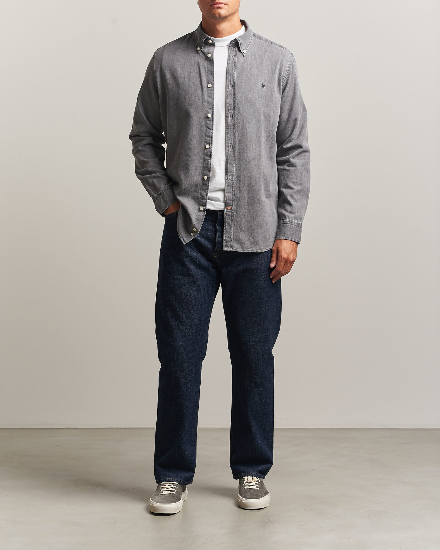 Herr | Skjortor | Morris | Light Denim Shirt Grey