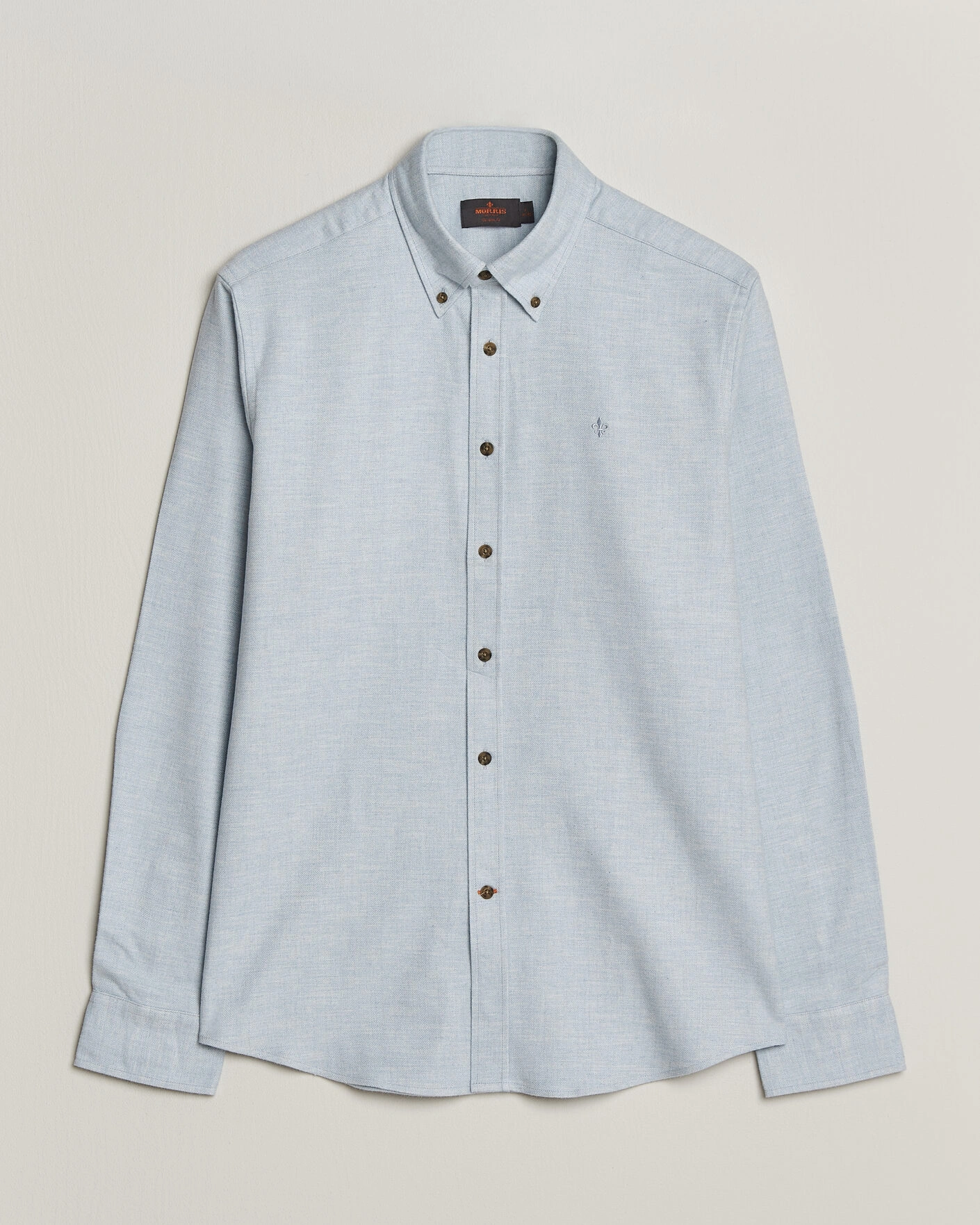 Herr | Skjortor | Morris | Flannel Herringbone Shirt Light Blue