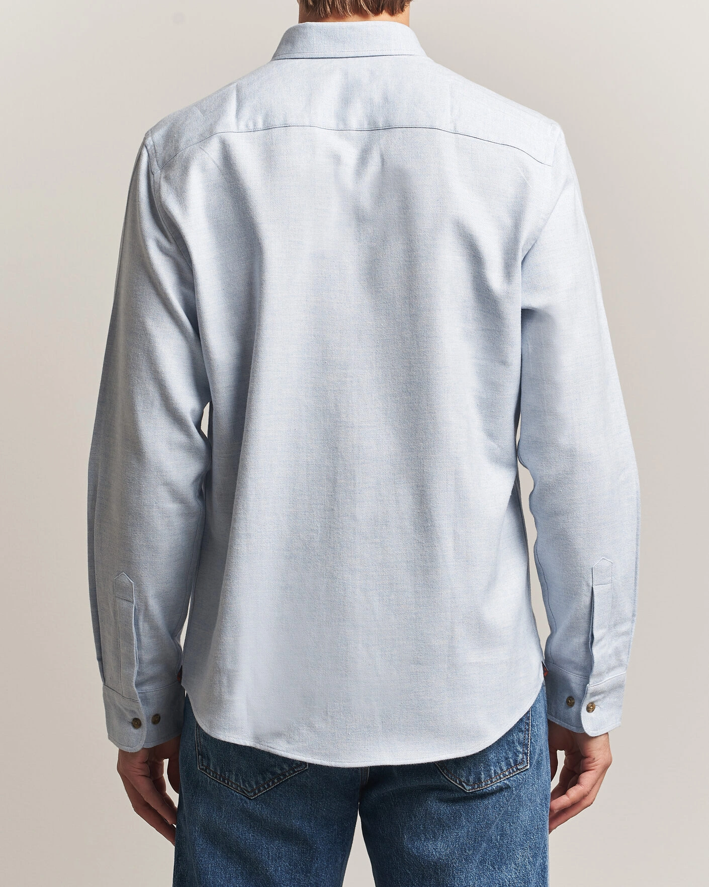 Herr | Skjortor | Morris | Flannel Herringbone Shirt Light Blue