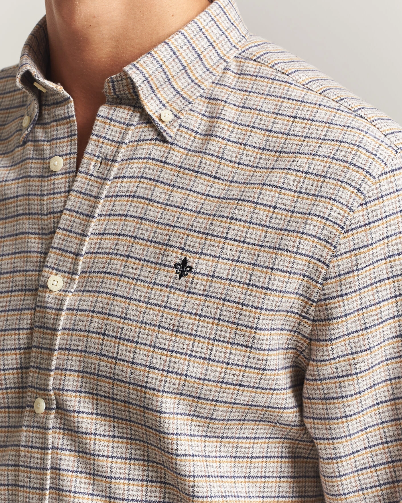 Herr | Skjortor | Morris | Flannel Mouliné Shirt Khaki