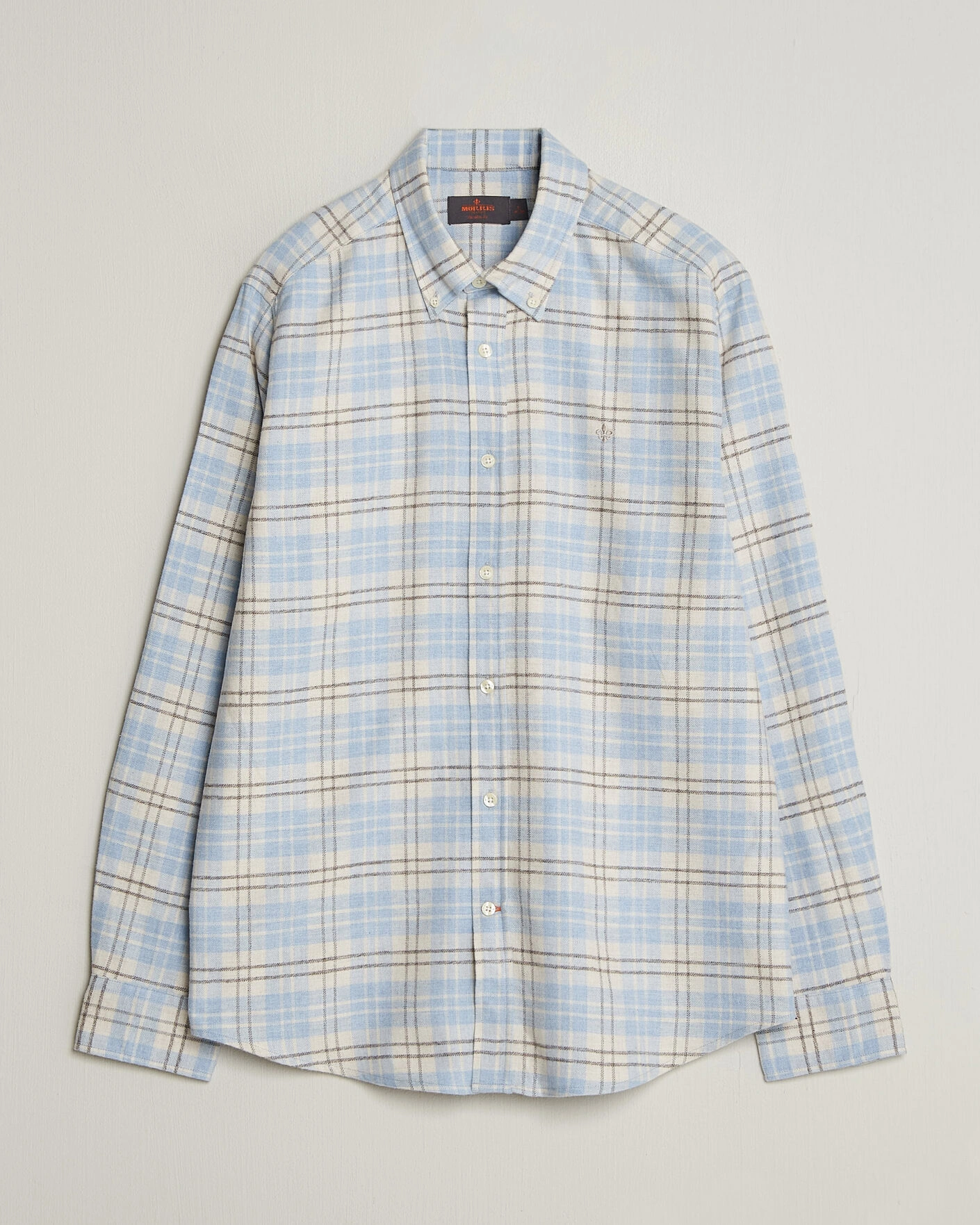 Herr | Skjortor | Morris | Flannel Mouliné Shirt Light Blue