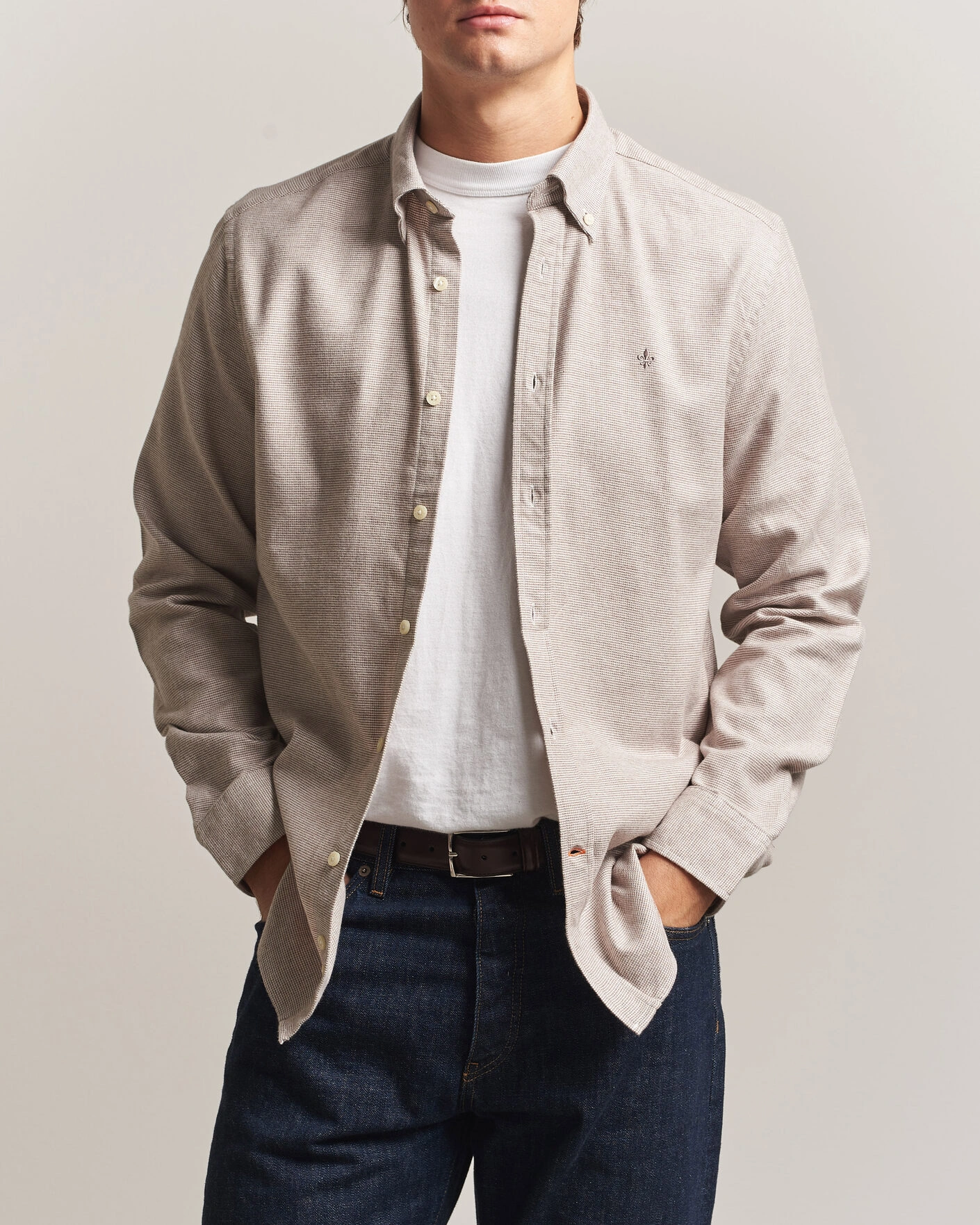Herr | Skjortor | Morris | Flannel Check Shirt Khaki