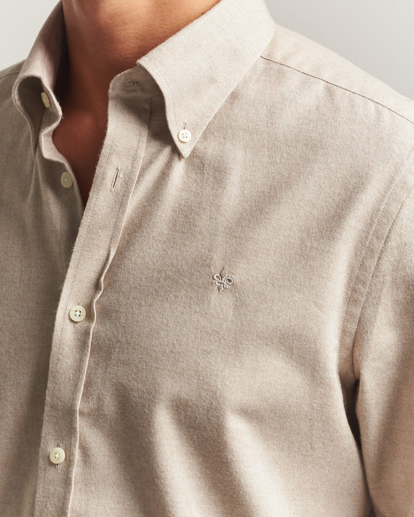 Herr | Skjortor | Morris | Cashmere Twill Shirt Khaki