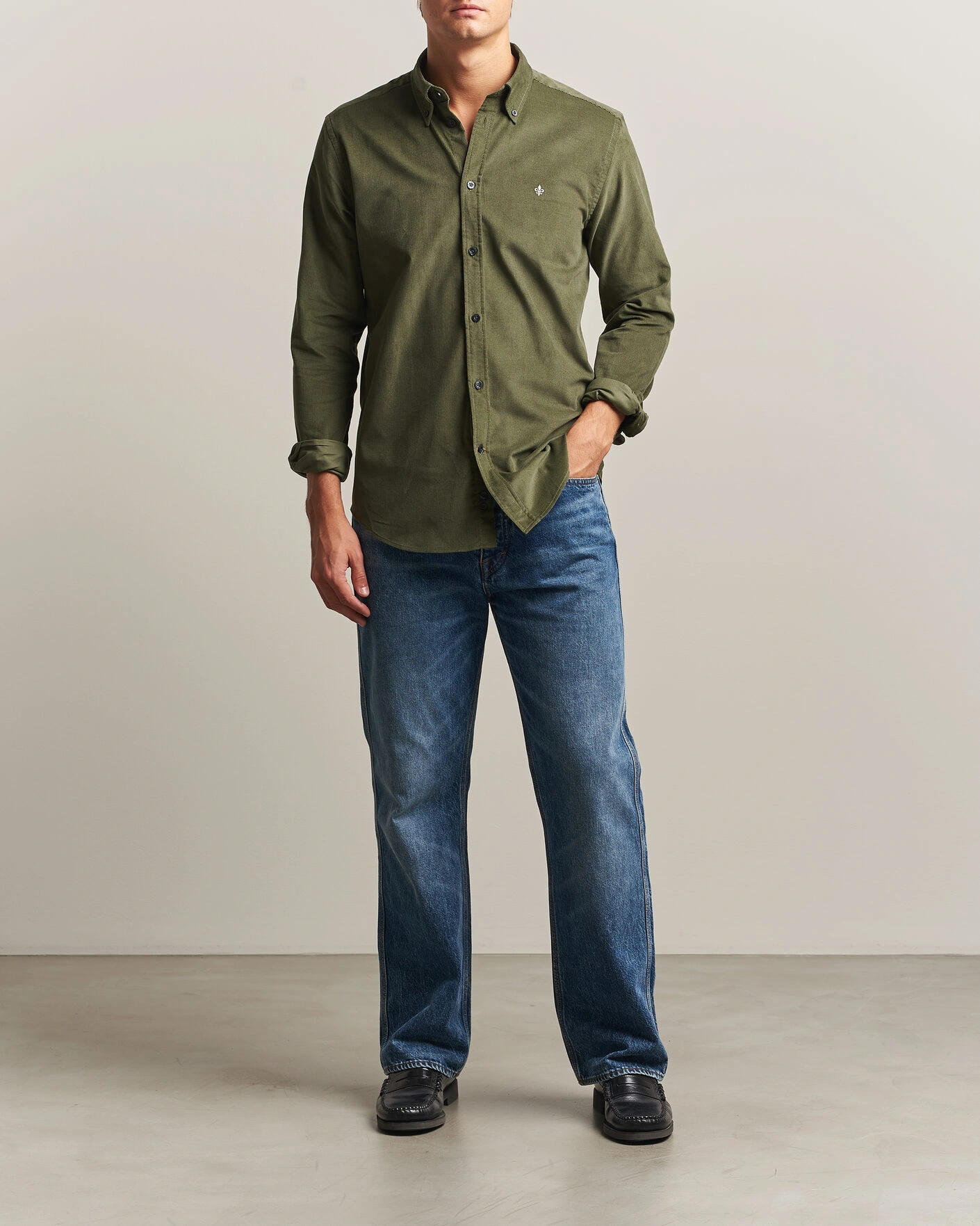 Herr | Skjortor | Morris | Douglas Cord Shirt Olive